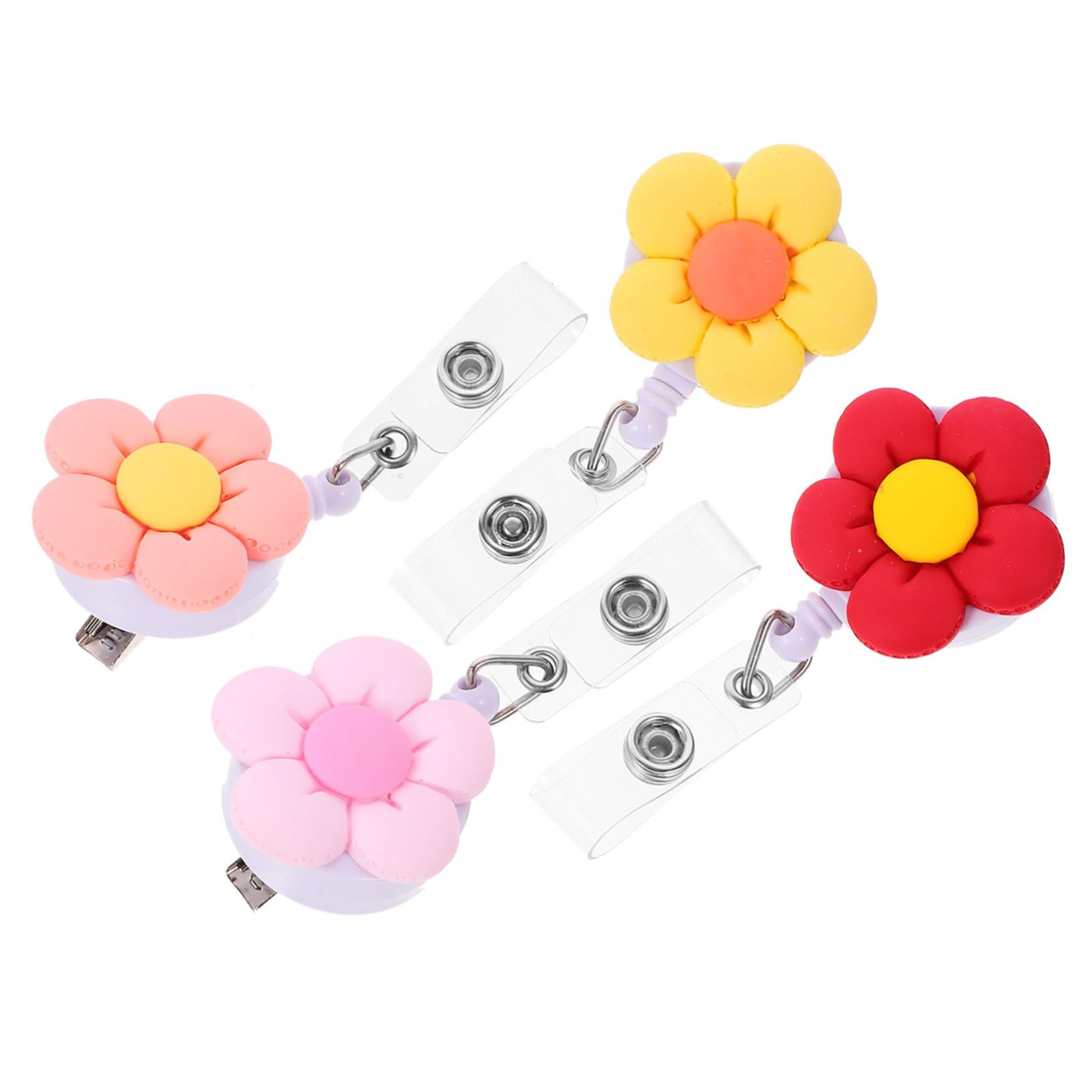16pezzi Badge Holder Retrattabili Colorati Per Medici e Studenti Design Resistente e Leggero Facile Accesso Id e Tessere Include Fiori Arancione