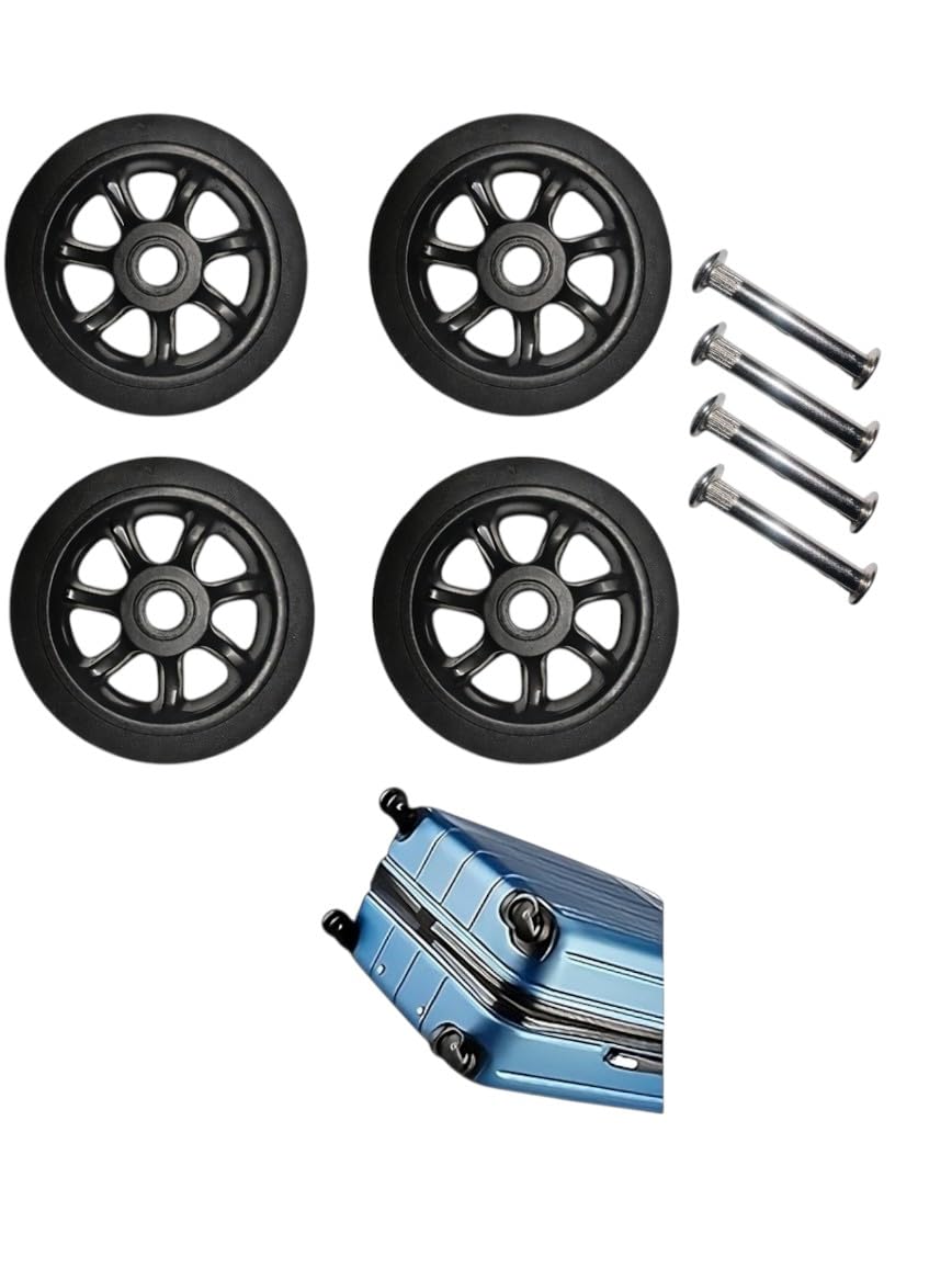 PREMIUM Replacement Luggage Wheels with Rivets, Heavy-Duty Trolley Wheels, 4.5 cm, Black, 4 Pack with Installation Hardware-image-38