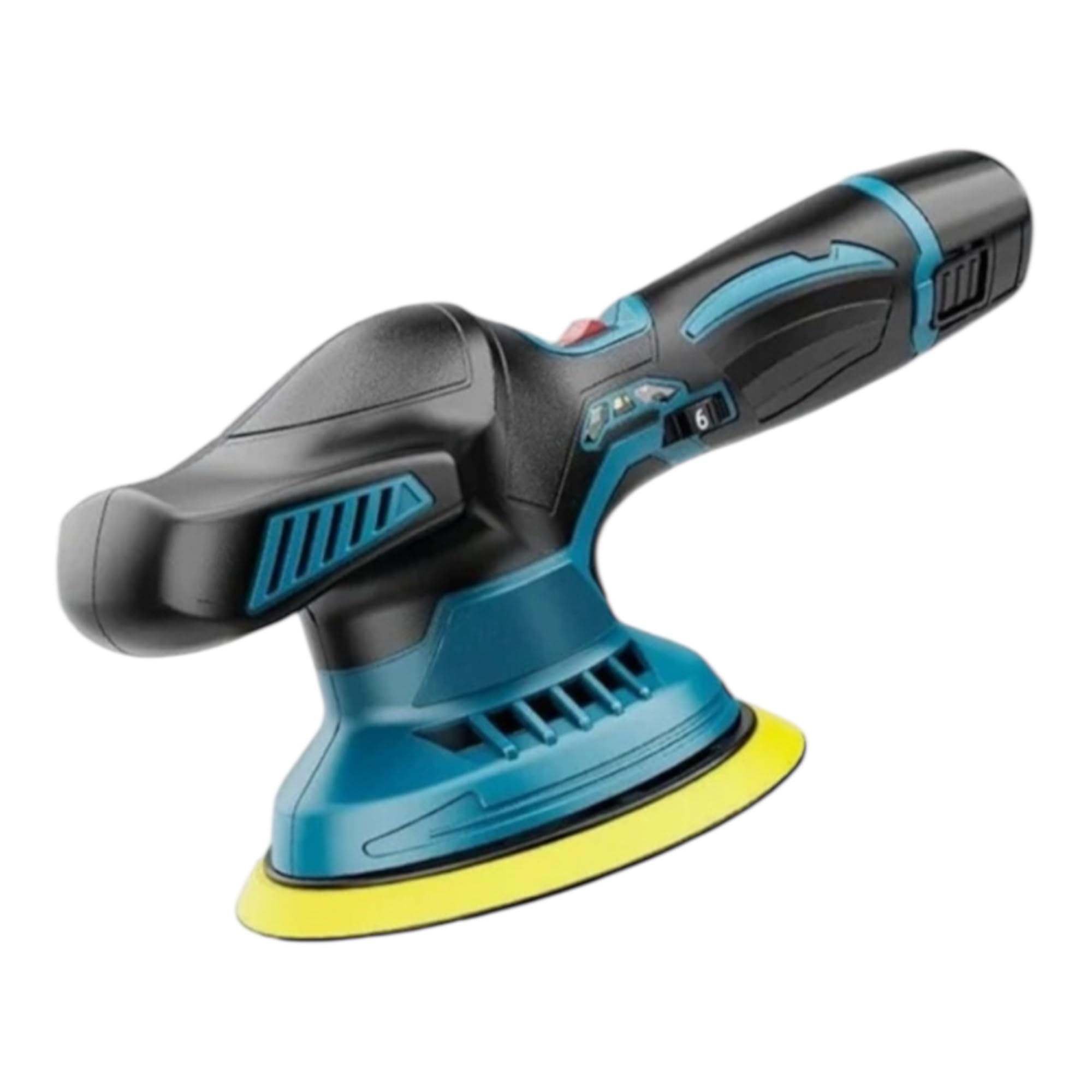 Lucidatrice Rotorbitale a Batteria, 12V, 1200W, 12,5 cm, 6 Velocità, 2 Batterie 1,3Ah