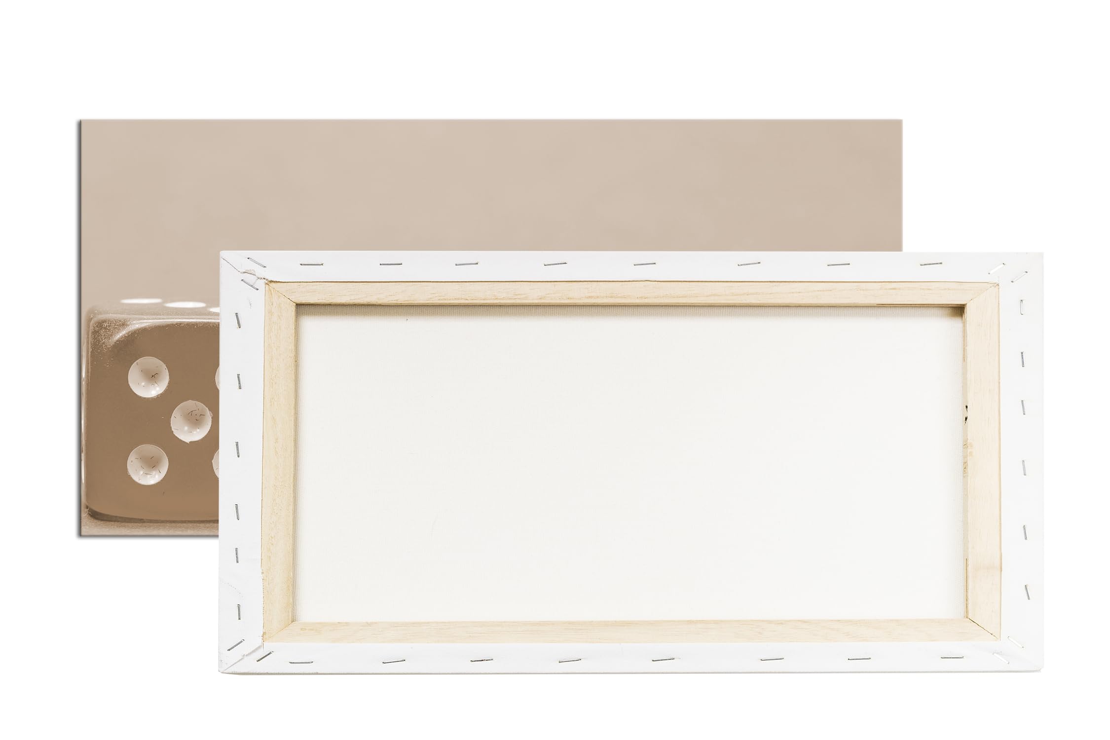 Kwadratowa różowa kostka do gry panoramiczna 100 x 50 cm efekt: sepia jako obraz na płótnie, motyw oprawiony na ramie z prawdziwego drewna, wysokiej jakości druk cyfrowy z ramą