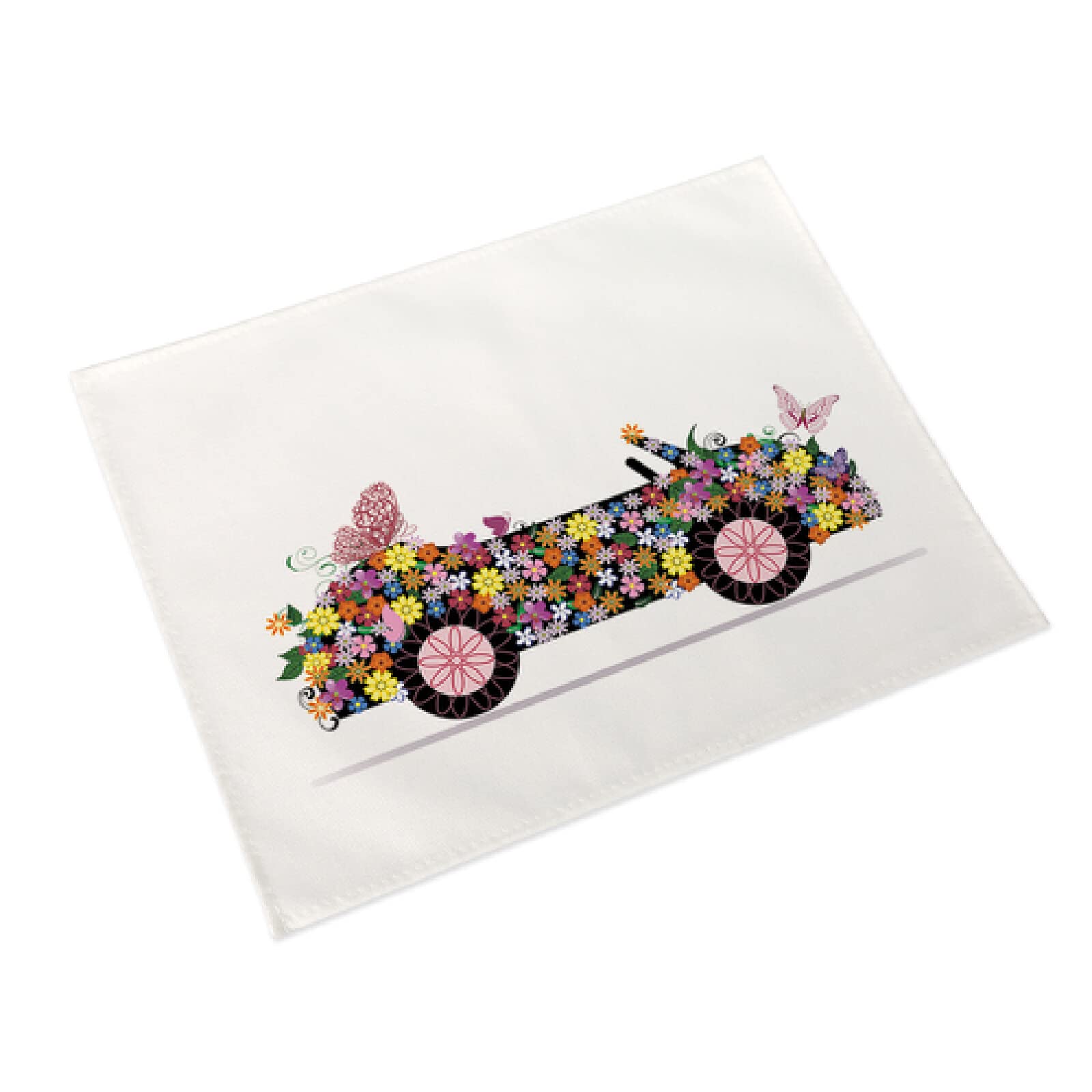 Manteles Individuales Coche Flores De Colores Salvamanteles Individuales Algodón Lino Lavable Individuales Mesa Resistente al Calor Bajoplatos Tapetes para Mesa Bajoplatos 30x45cm 6 Pcs