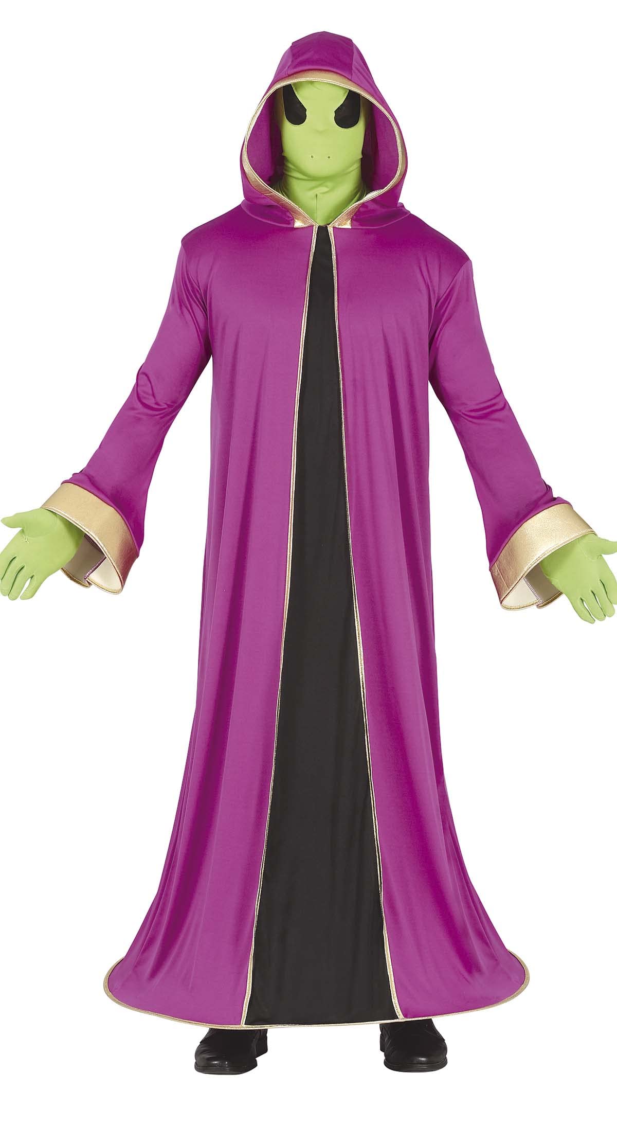 FIESTAS GUIRCA Disfraz de Extraterrestre - Túnica Morada con Capucha y Mascara Verde para Hombre Adulto