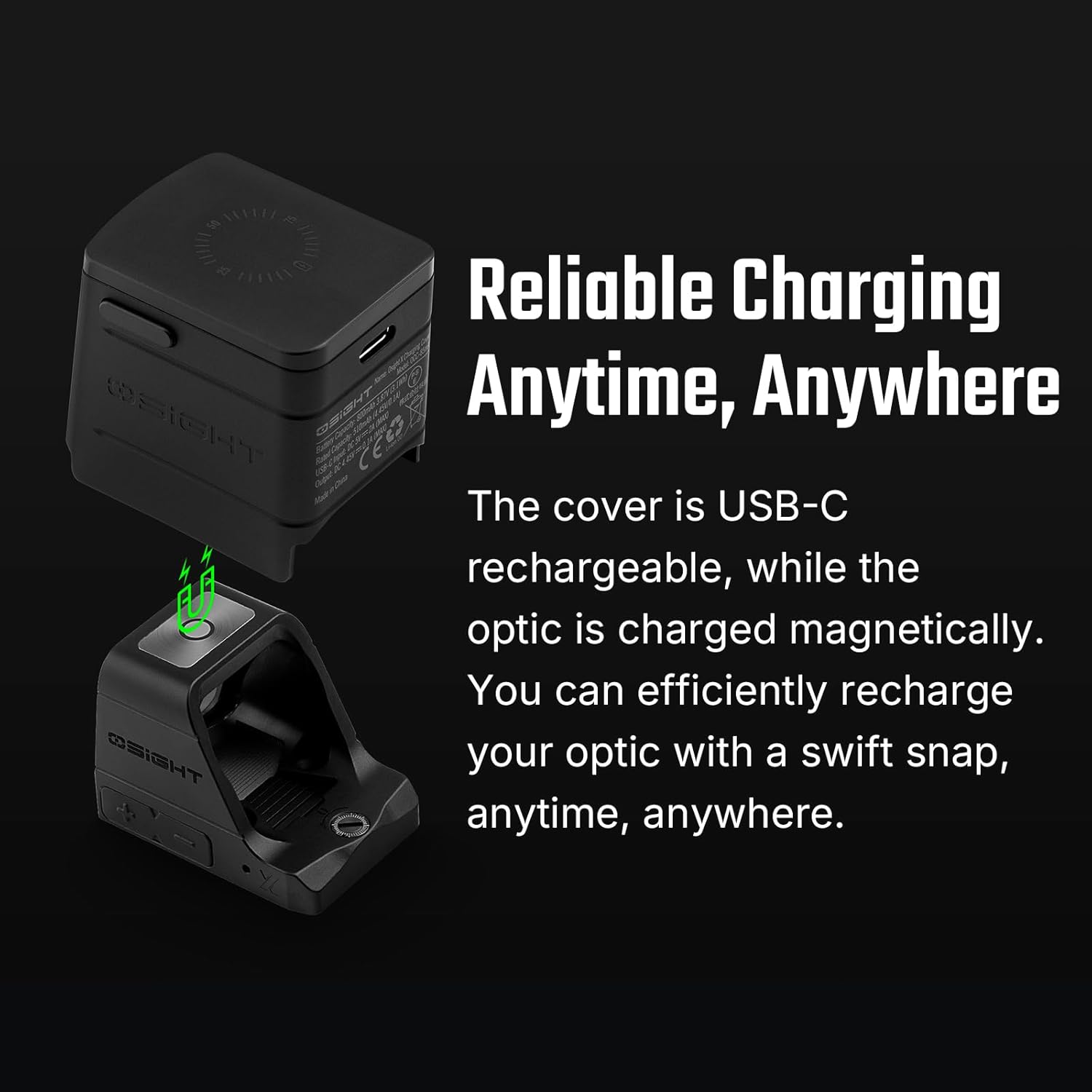 OSIGHT X Multi-Reticle 3 MOA Dot & 32 MOA Circle Open Reflex Sight with Charging Cover, Durable Tactical Parallax-Free Sights for Full-Sized Setups - Red/Green Dot Options