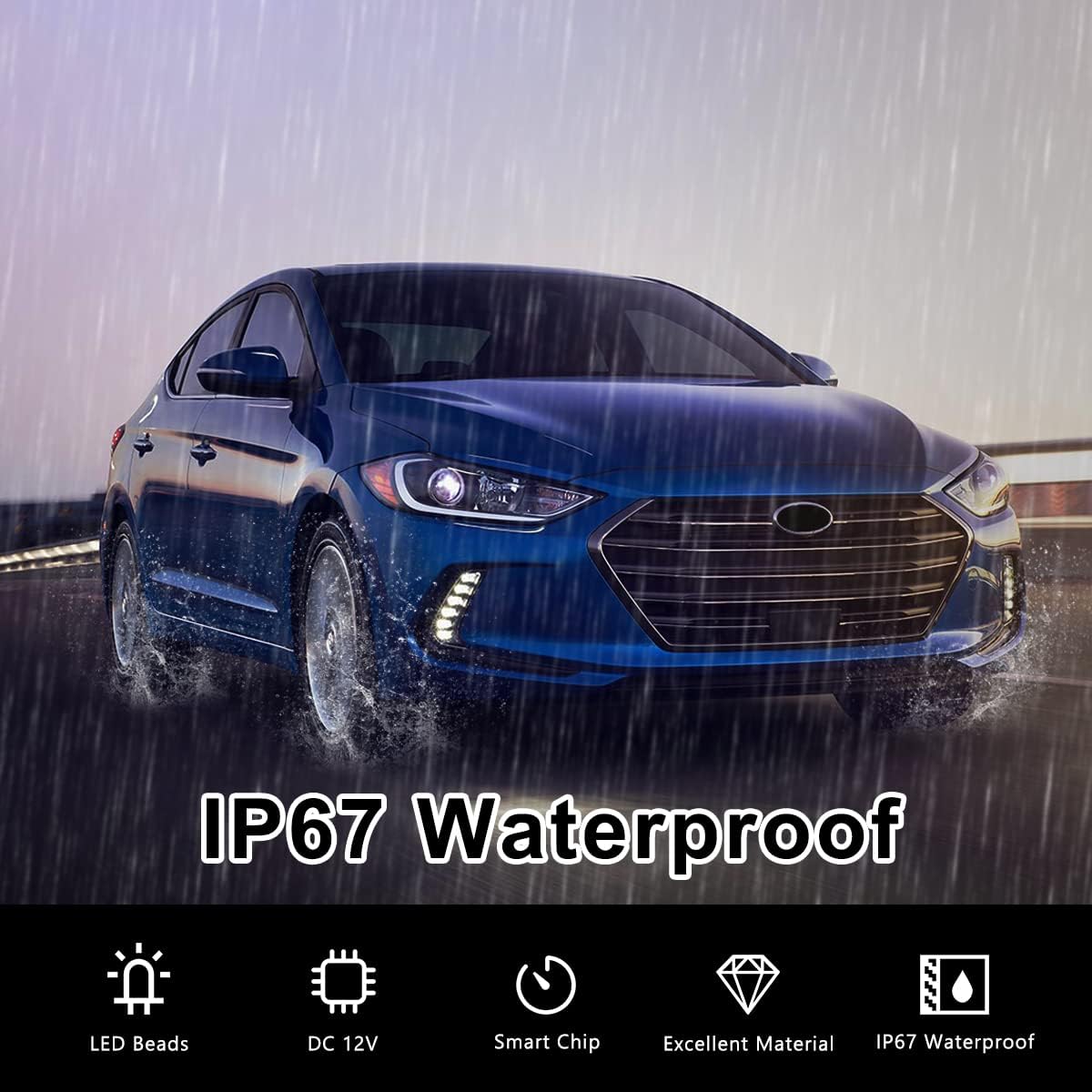 Daytime Running Lights For Hyundai Elantra 2016 2017 2018 LED Fog Light Two-Colors DRL Amber Turn Signal Lamps Front Driving light