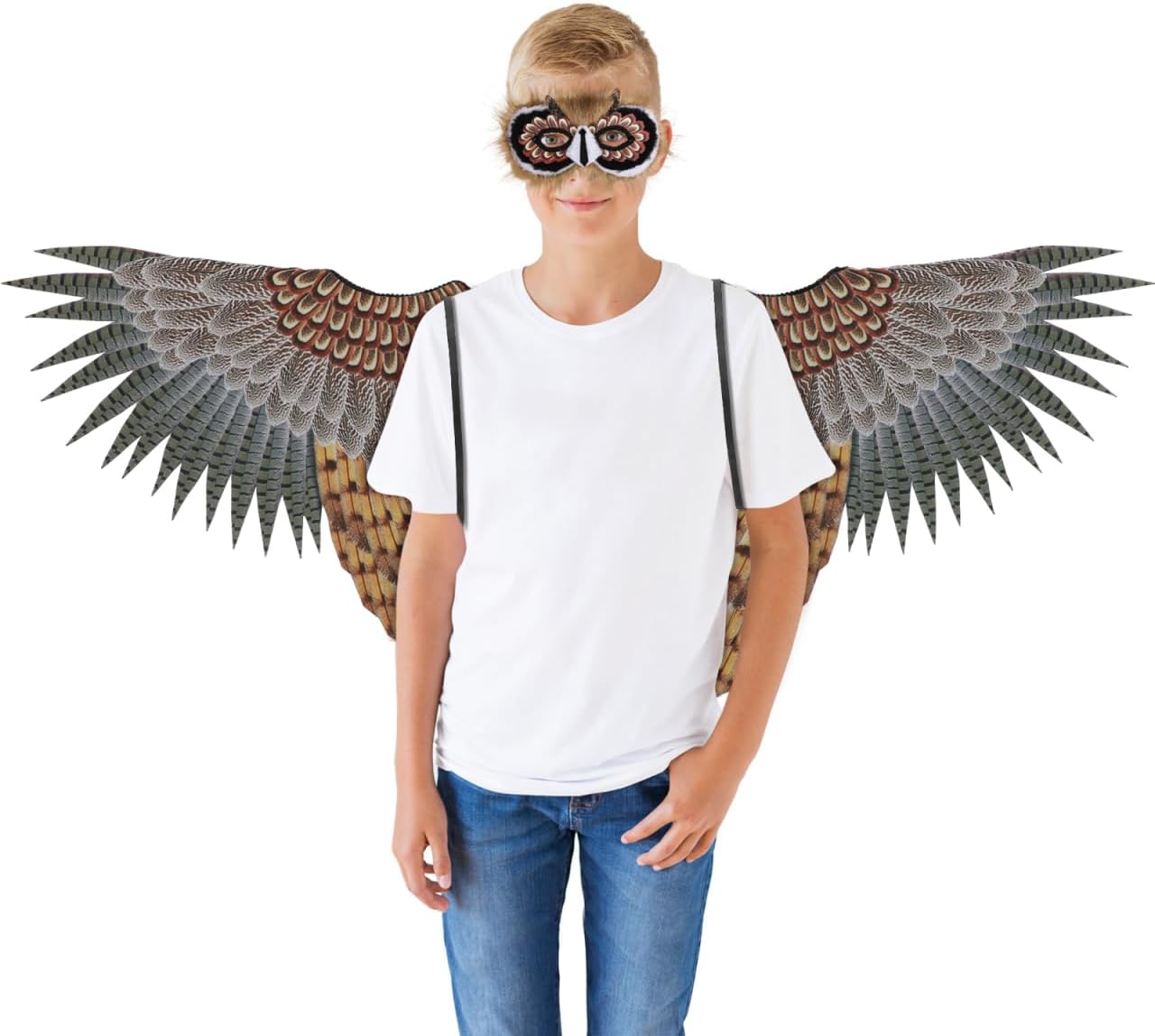 Toddmomy Owl Costume Set, Owl Wings Mask Bird Wing Eagle Hawk Cosplay Halloween Bird Costume Party Performance Prop for Kids Boys Girls