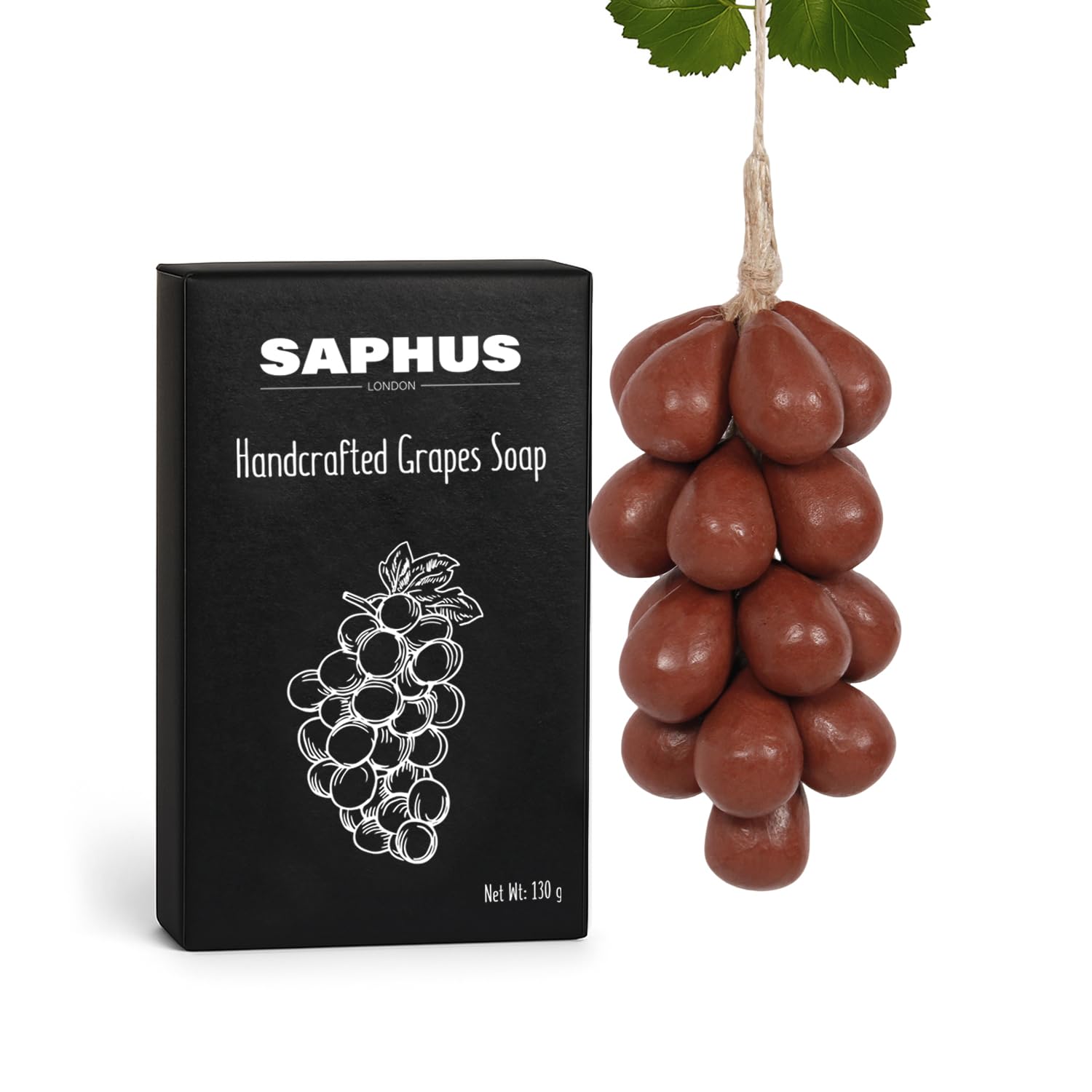 Grape Shaped Natural Handmade Soap Bar, Decorative Bath & Body Soap Gift for Women, Packed in Elegant Gift Box, Black