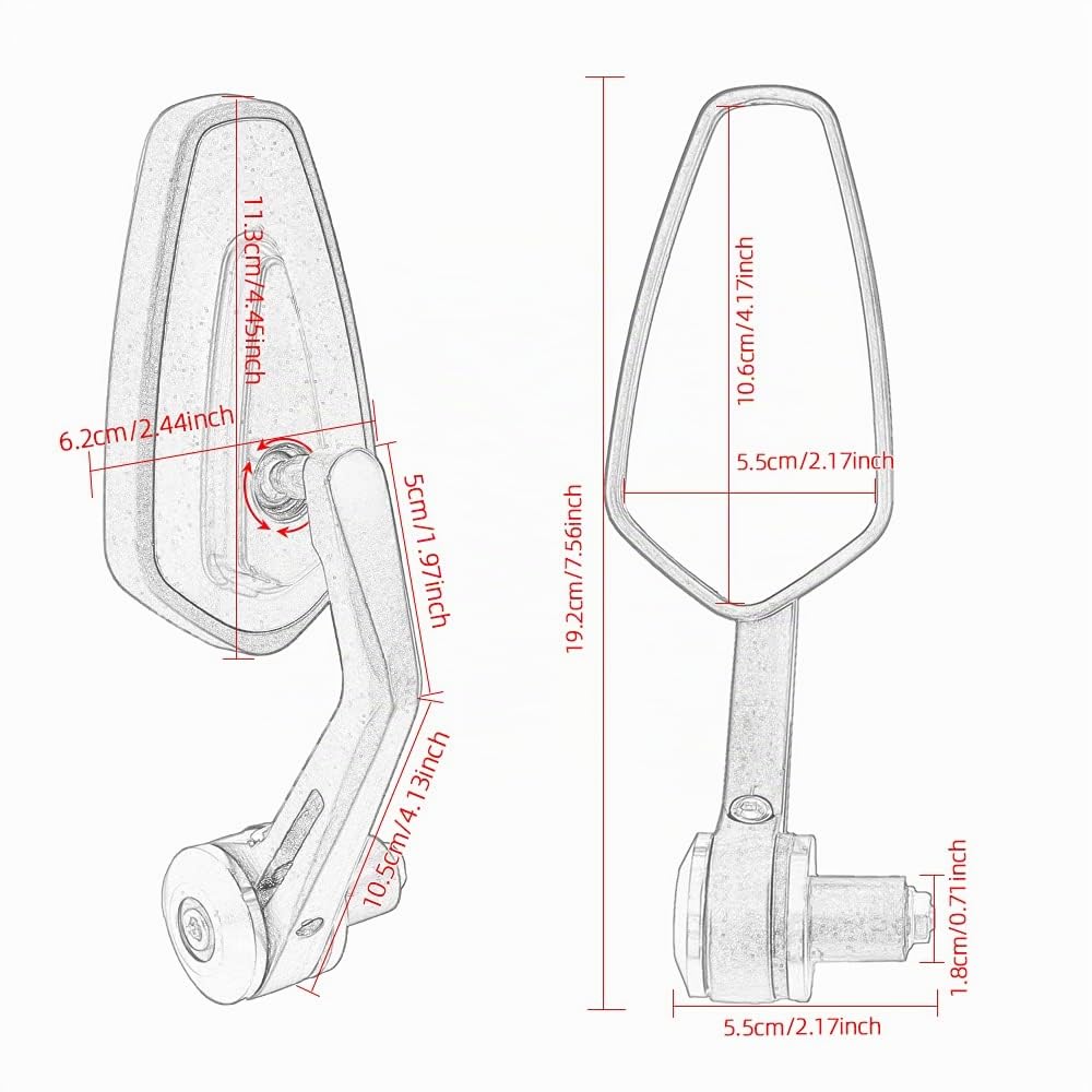Rétroviseur de guidon - Rétroviseur universel pour moto CNC en alliage d'aluminium pour guidon creux de 7/8' de Street Sport Bike Cruiser Scooter Cafe Racer #2 Noir