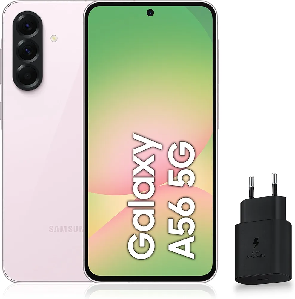 Samsung Galaxy A56 5G, Smartphone Android, 256 Go, Chargeur Secteur Rapide 25W Inclus, Smartphone déverrouillé, Rose, Version FR
