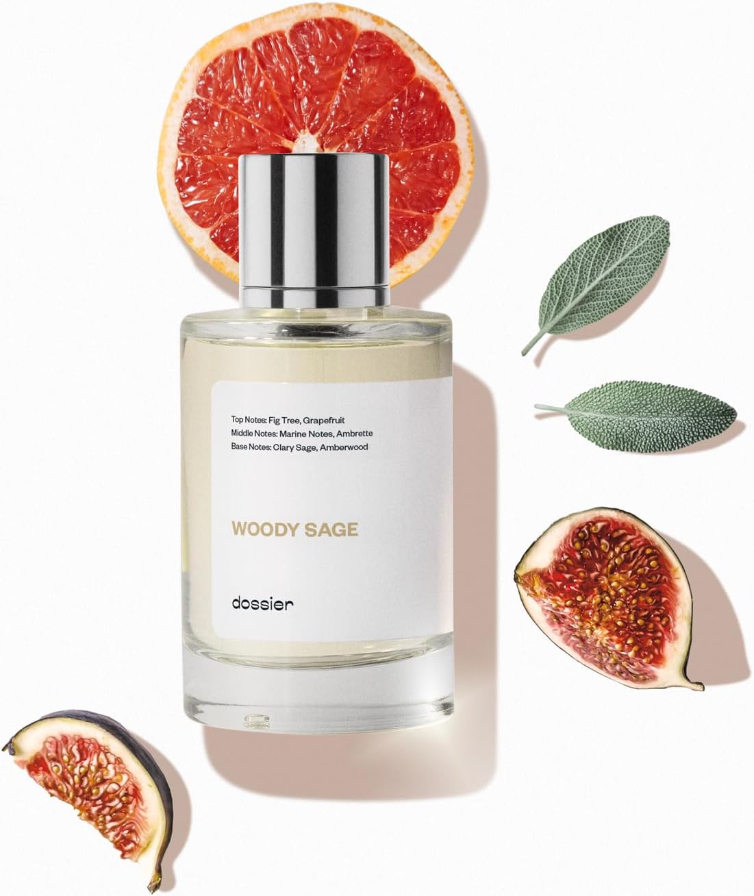Dossier - Woody Sage - Eau de Parfum - Inspired by J.Malone's Wood Sage & Sea Salt - Perfume Luxury - Pure Infused - Paraben-Free - Vegan - For Women Men Unisex - Fragrance 3.4 Fl oz (Spray 100ml)