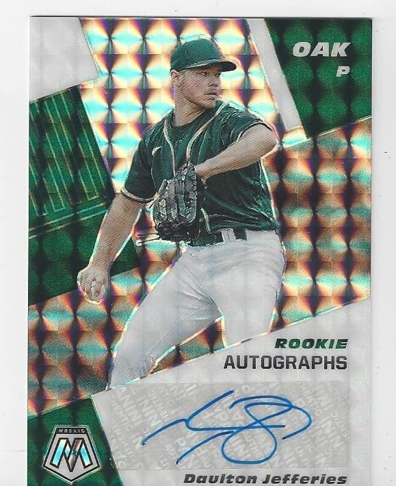 Daulton Jeffries Autographed Short Print Mosaic Prizm Rookie Card - 2021 Panini Mosaic Baseball Card #RAM-JE (Athletics) Free Shipping