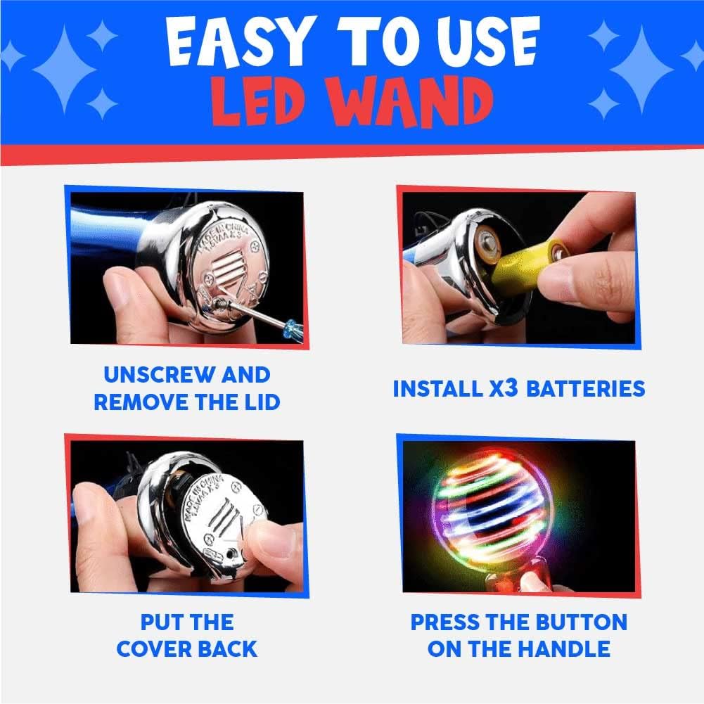 Toysery Spinning Light Up Toy Magic Wand for Kids, LED Light Up Wand Toy for Boys and Girls. Provides Thrilling Light Show Autism Sensory Toys - Image 4