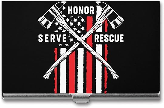 Firefighter American Flag Thin Red Line Fireman Print Business Card Case Metal Holder Pocket Wallet Name Cards Organizer Cute