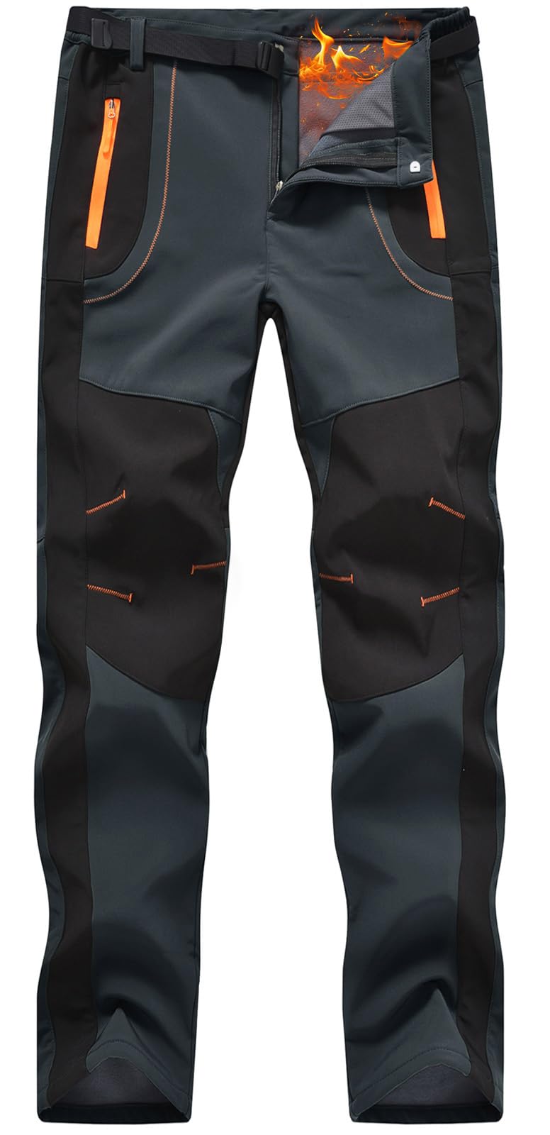 Rdruko Men's Snow Ski Pants Waterproof Insulated Winter Pants with Belt