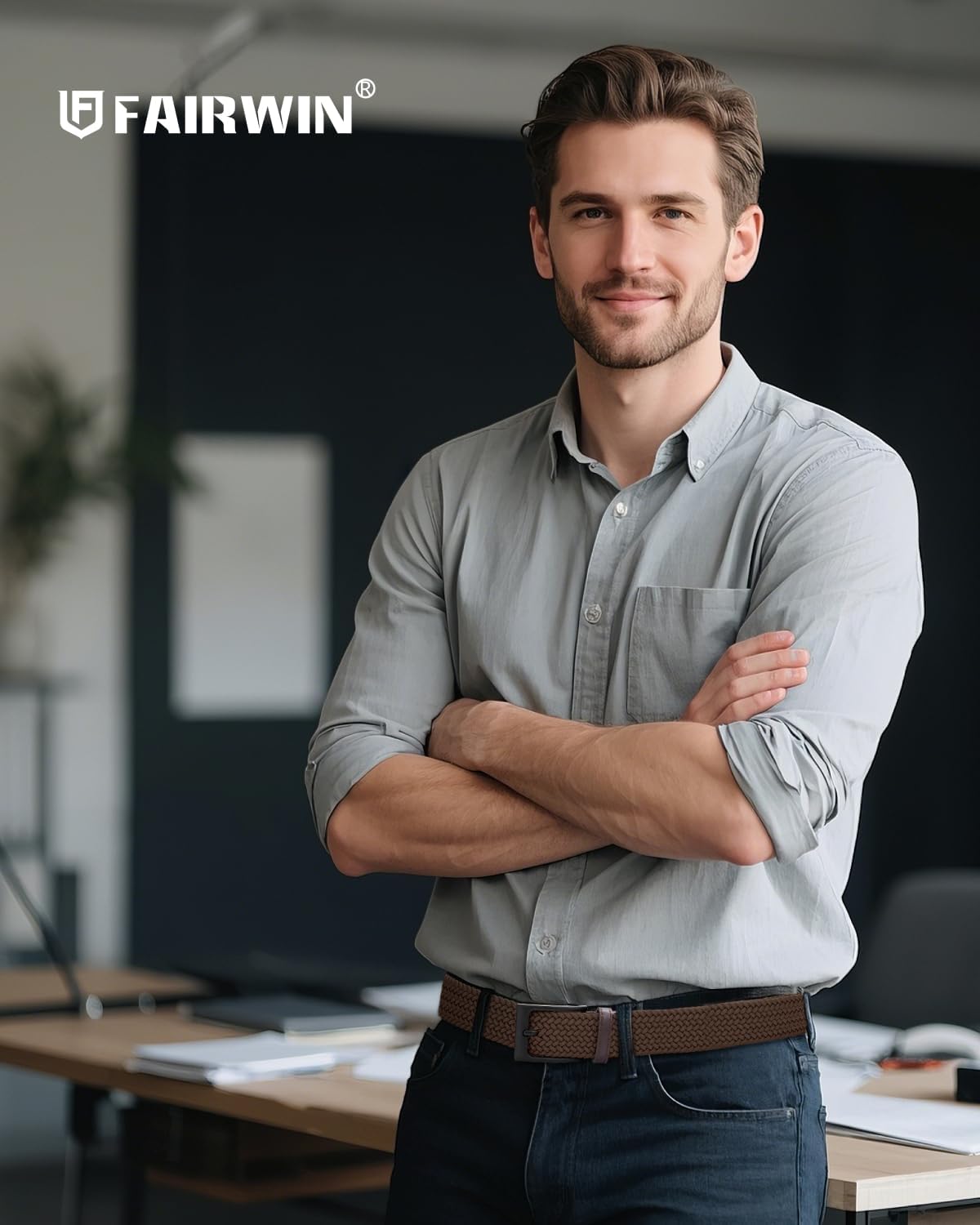 FAIRWIN Men's Golf Belt, Stretch Braided Elastic Woven Casual Jeans Belts 1 3/8" Nylon Web Work Belts for Men - Image 5