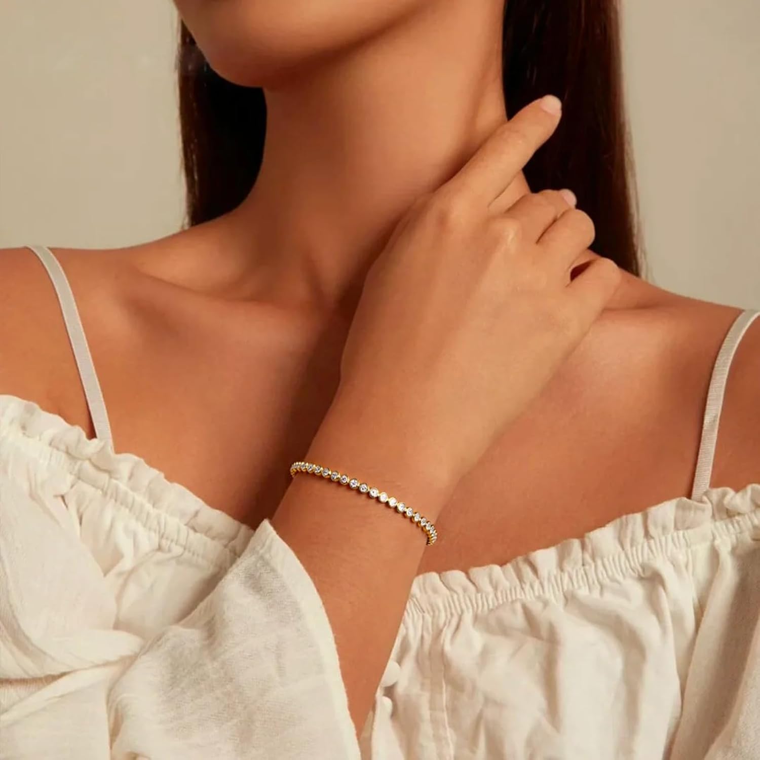 gold tennis bracelet Moissanite Gold Bezel Tennis Bracelets for Women Pulseras De Oro 14k Puro Para Mujer Jewelry 3mm in Gift for Lover Her Wife Mom Sister Mother Luxury Jewelry - Image 6