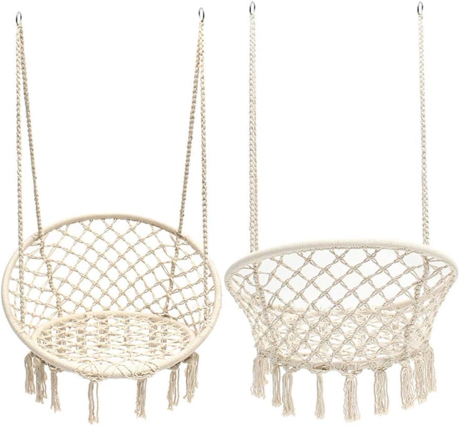 Nordic Style Round Hammock Outdoor Indoor Dormitory Bedroom Children Swing Bed Kids Adult Swinging Hanging Single Chair Hammock (Cotton)