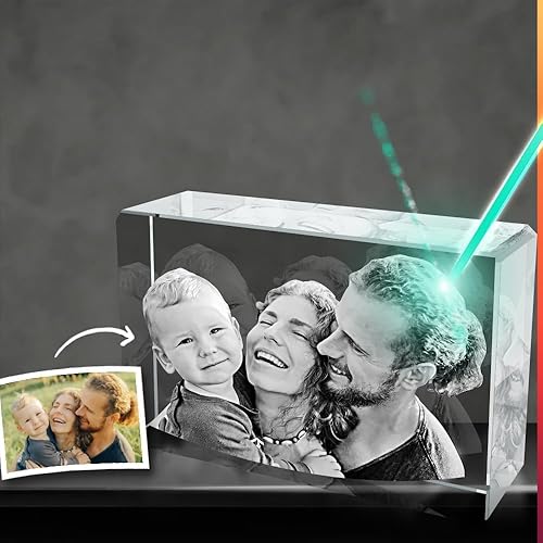Miniatura 7 de Foto 3D grabada con láser personalizada en forma rectangular de cristal para cumpleaños, aniversario, regalos de boda, San Valentín, Navidad,