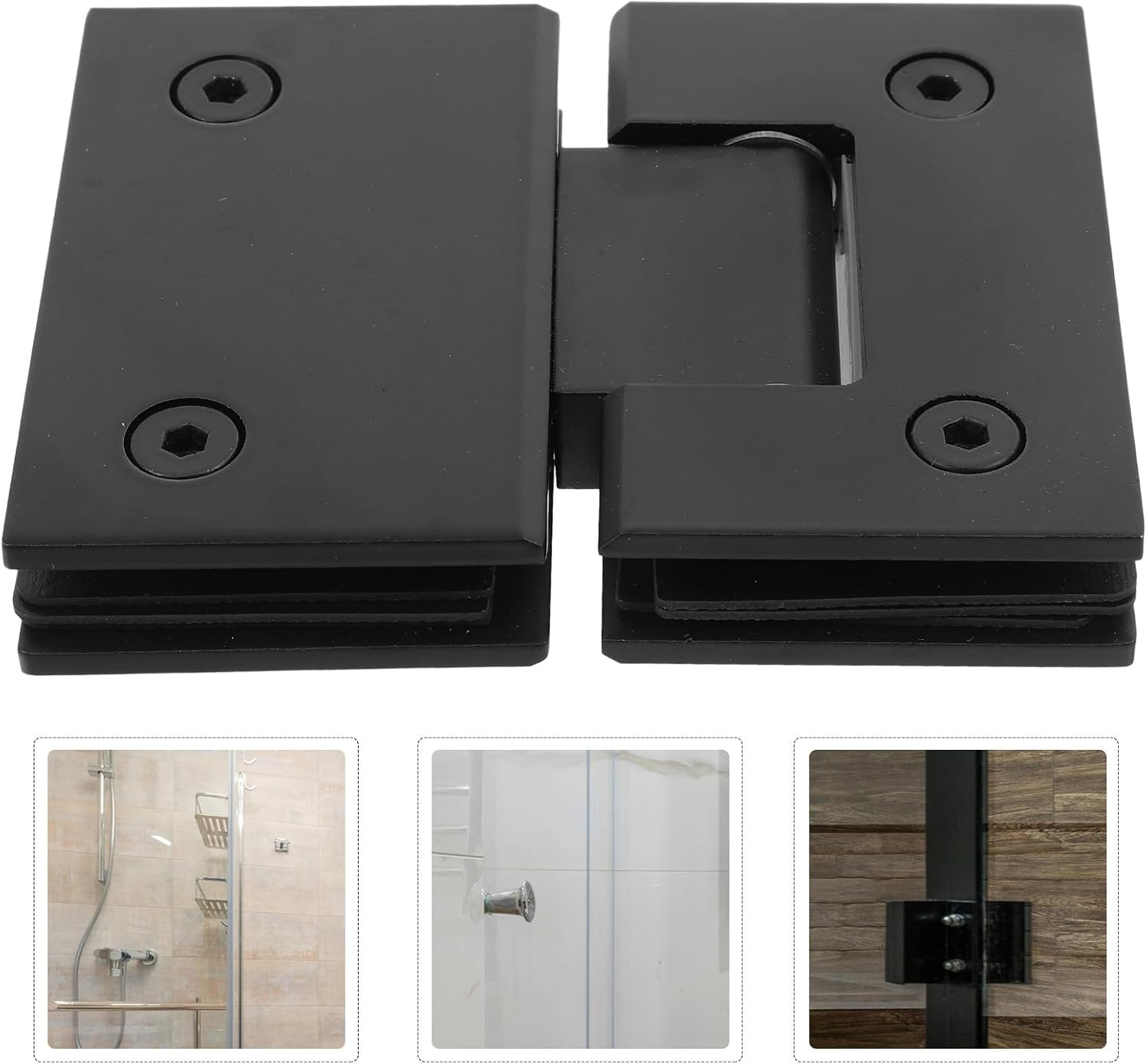 Shower Glass Clamp 304 Stainless Steel Bathroom Shower Door Hinge Matte Black 180 Degree Smooth Glass Door Hinge Partition Hardware