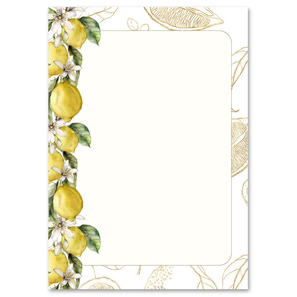 Motif Letter Paper! Food & Drinks Fruit Lemons 250 Sheets DIN A4