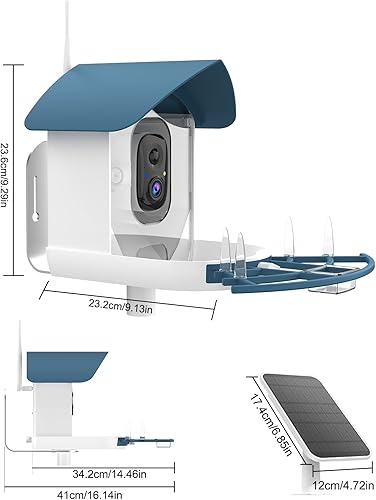Miniatura 8 de Comedero para pájaros con cámara, IA para identificar especies de aves, cámara inteligente para pájaros con energía solar, grabación automática de