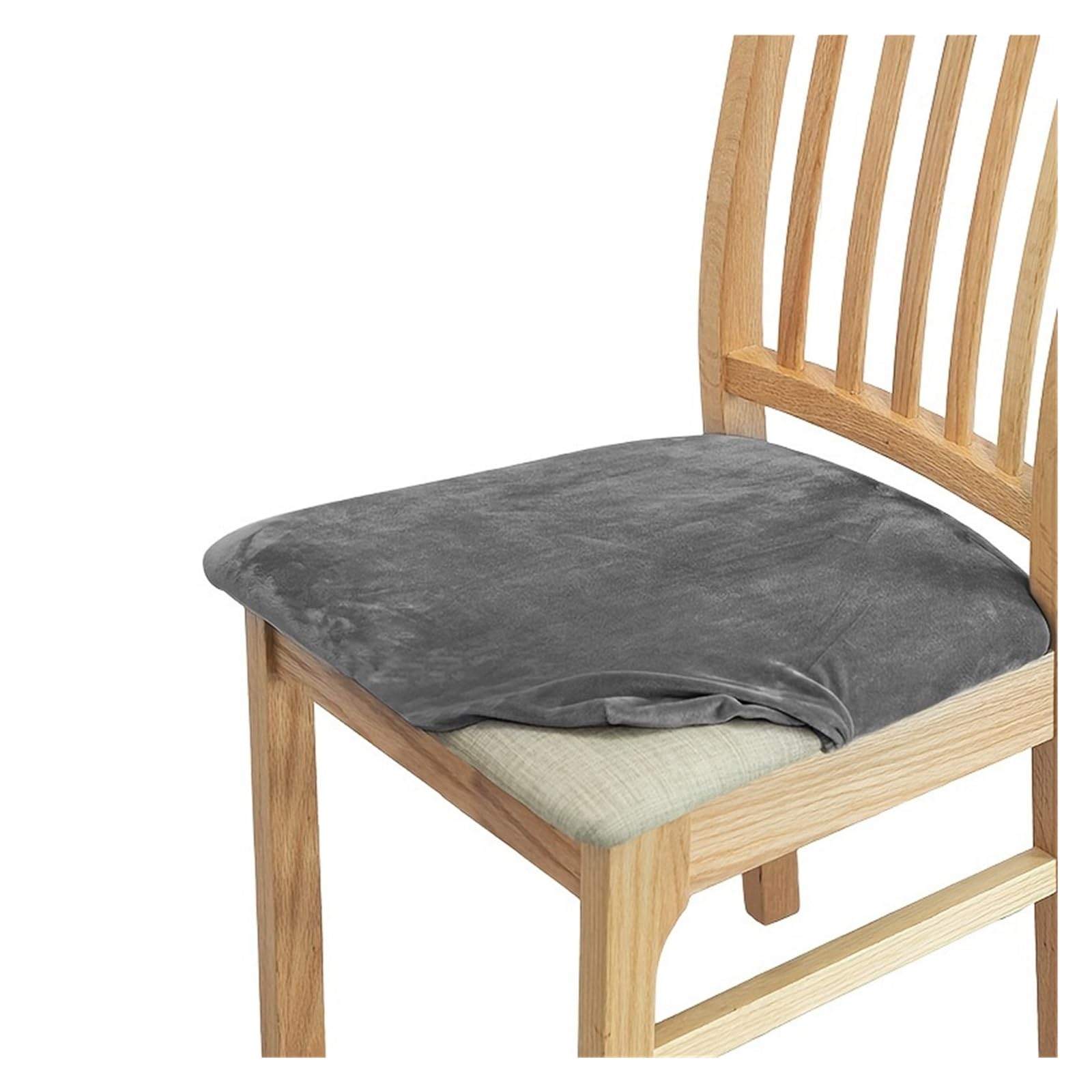 FVDZRFIE Chair Covers 1/4/6/8 Velvet Chair Cushion Cover Solid Color Chair Cover Winter warm Chairs Seat Cover(Color 2,1pcs)