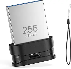 Pen drive USB 3.0 de 256 GB, mini pen drive à prova d'água com orifício de cordão, armazenamento USB portátil para computador, laptop, Smart TV, preto