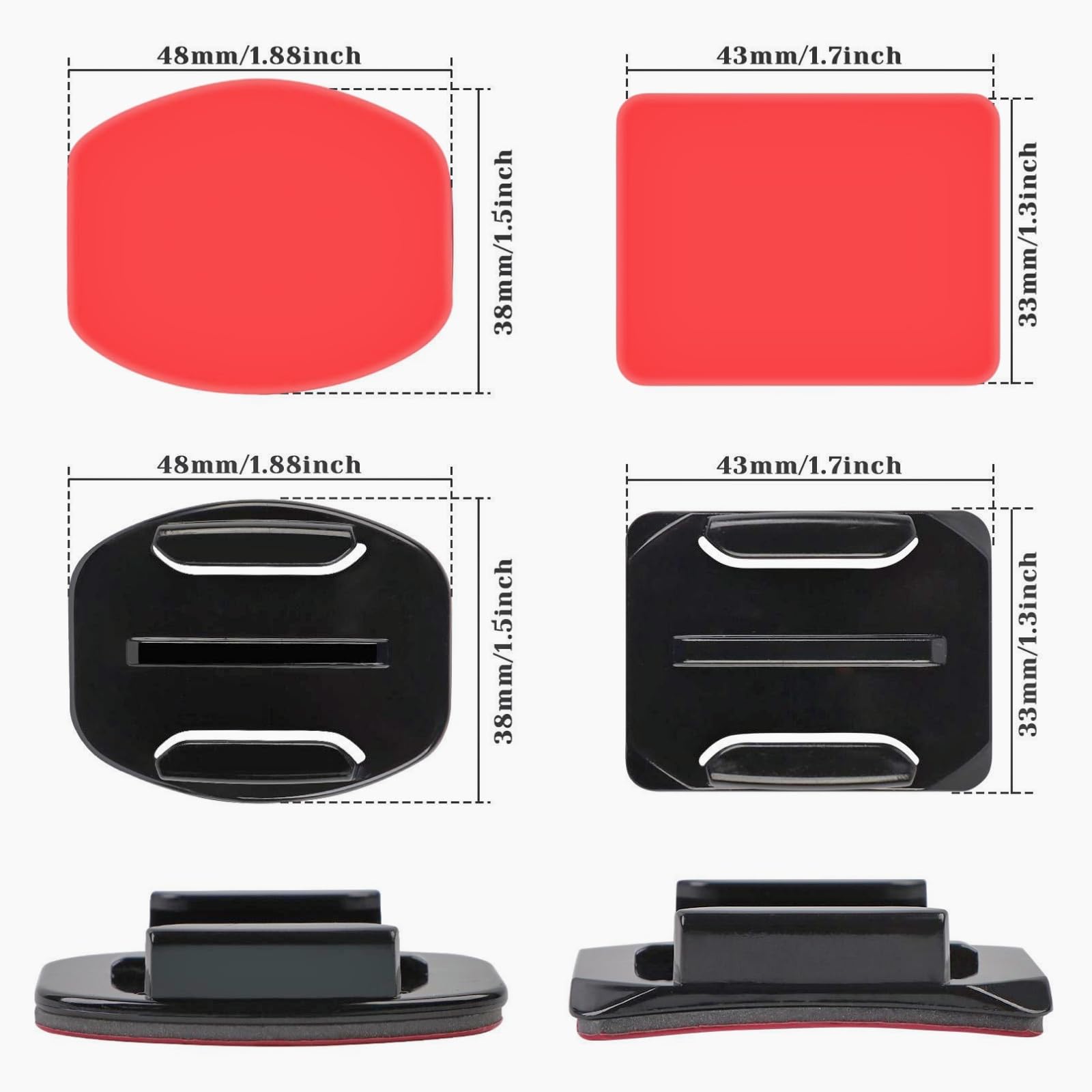 40 Stück selbstklebende Halterungen für GoPro-Kameras, 10 Stück gebogene Halterungen und 10 Stück flache Halterungen mit 3M-Klebepads – Klebebandhalterung an Ihrem Helm, Fahrrad, Board, Auto