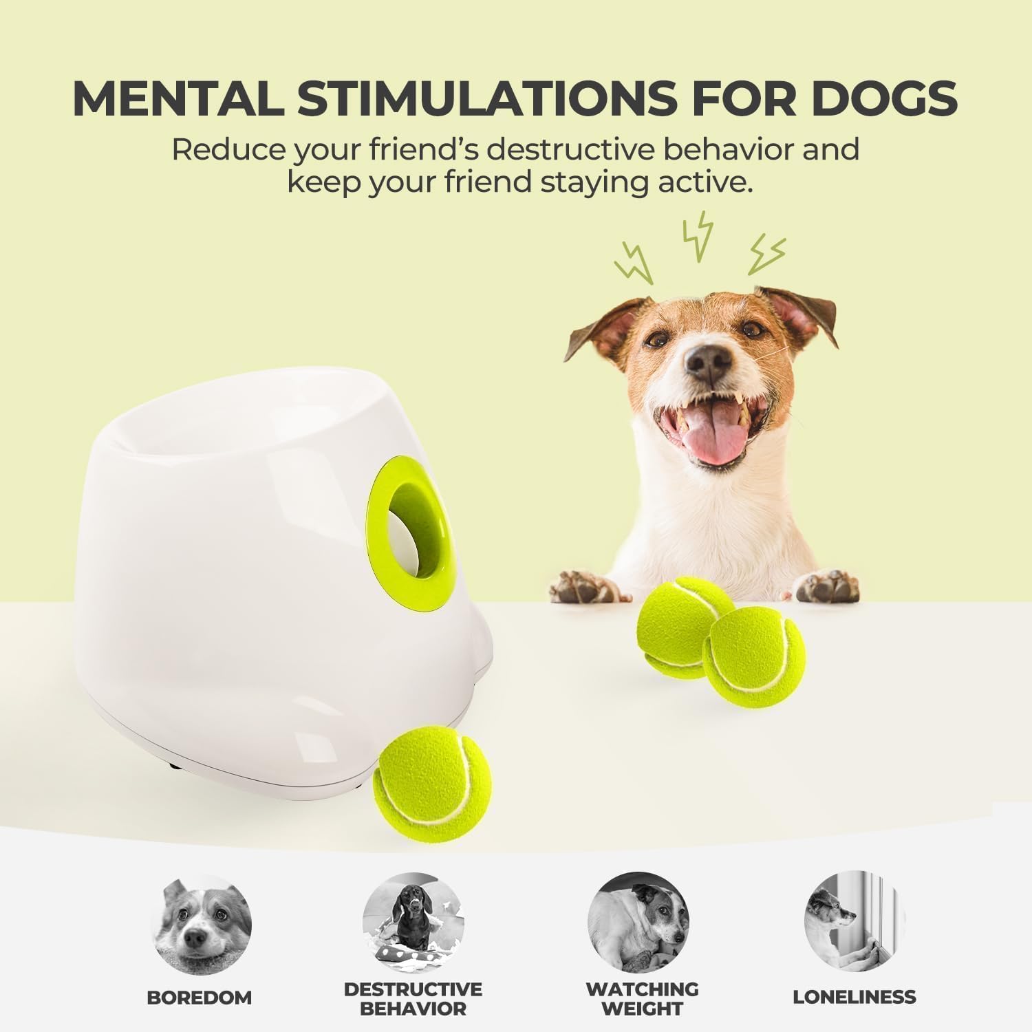 ALL FOR PAWS Hyperfetch Ottimo gioco di lancio per cani, lanciatore di palle da tennis interattivo, per addestramento di cani, 3 palline incluse (stile mini), con adattatore europeo…