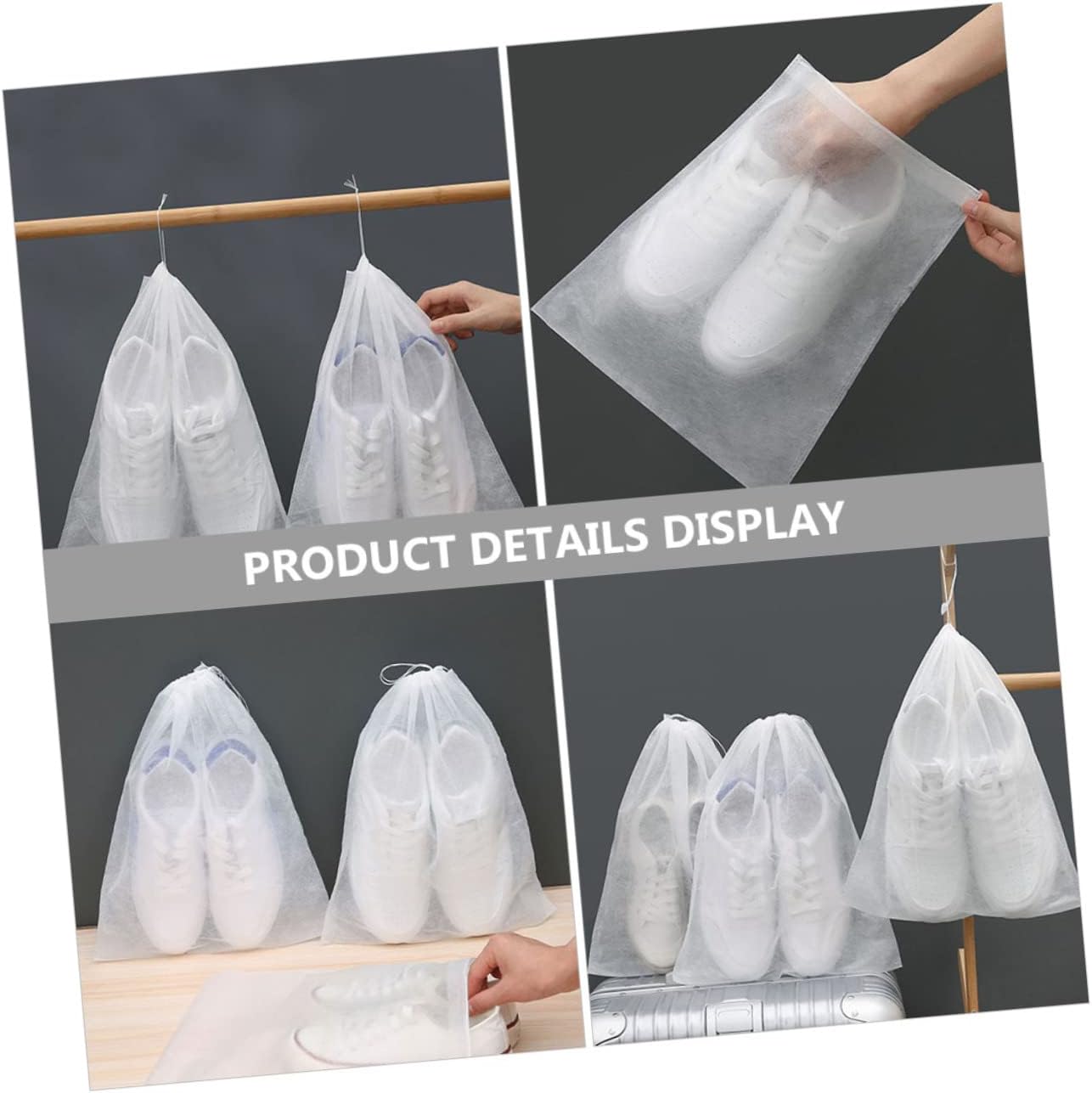 100 Pcs Shoe Storage Bag Packing Bags for Moving Toiletries Bag Multi- Function Storage Bag Travel Makeup Bag Drawstring Shoe Bag White Accessory Bag Non-woven Fabric Cupboard/424