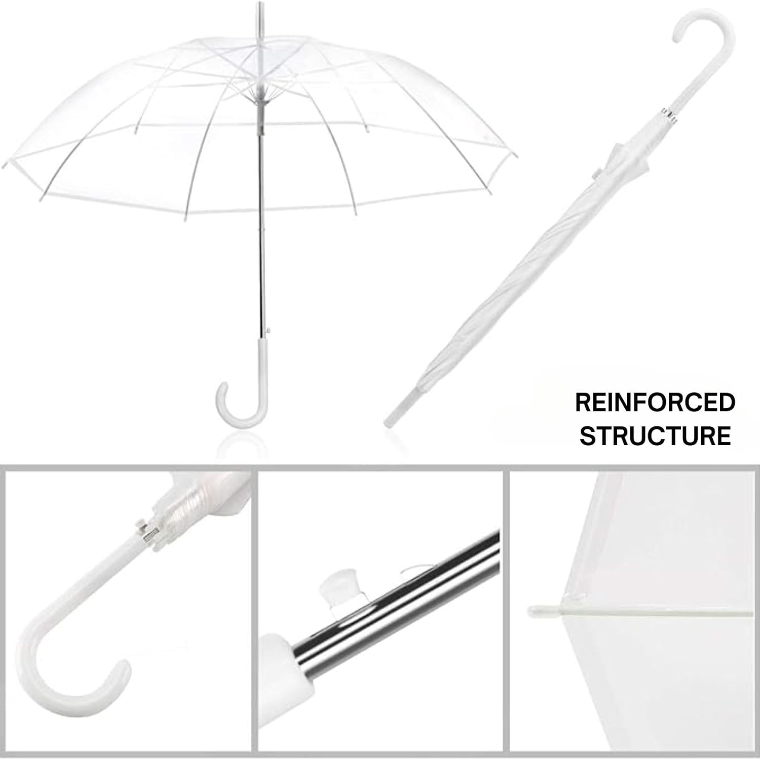 Liberty Imports Large Clear Umbrella, Rain Windproof Transparent Auto Open Long Stick Umbrella for Photo Prop Travel Outdoor Events