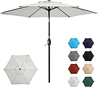 SUNVIVI 7.5FT Outdoor Patio Umbrella with Crank Lift, Push Button 360° Tilt, Waterproof UV-Resistant Polyester Canopy, Sturdy Metal Pole