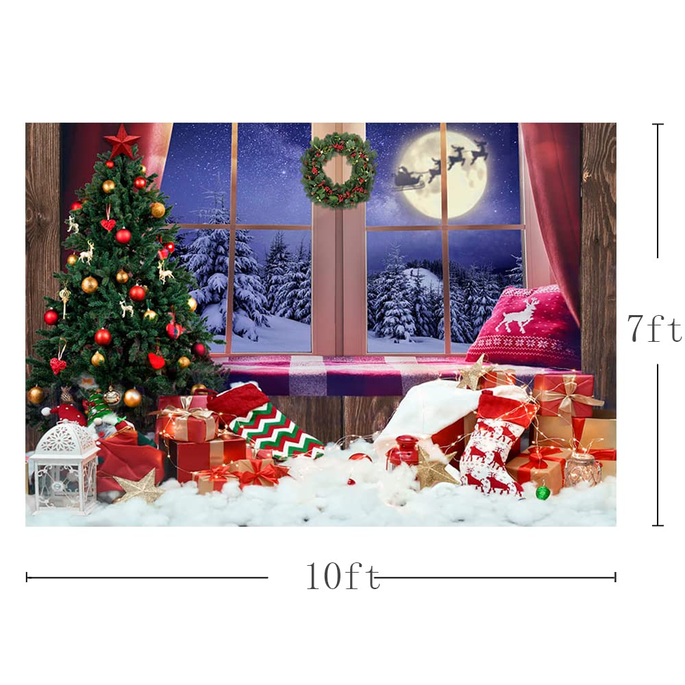 MEHOFOND - Telón De Fondo De Ventana De Navidad Para Fotografía, Invierno, Nieve, árbol De Navidad, Fondo