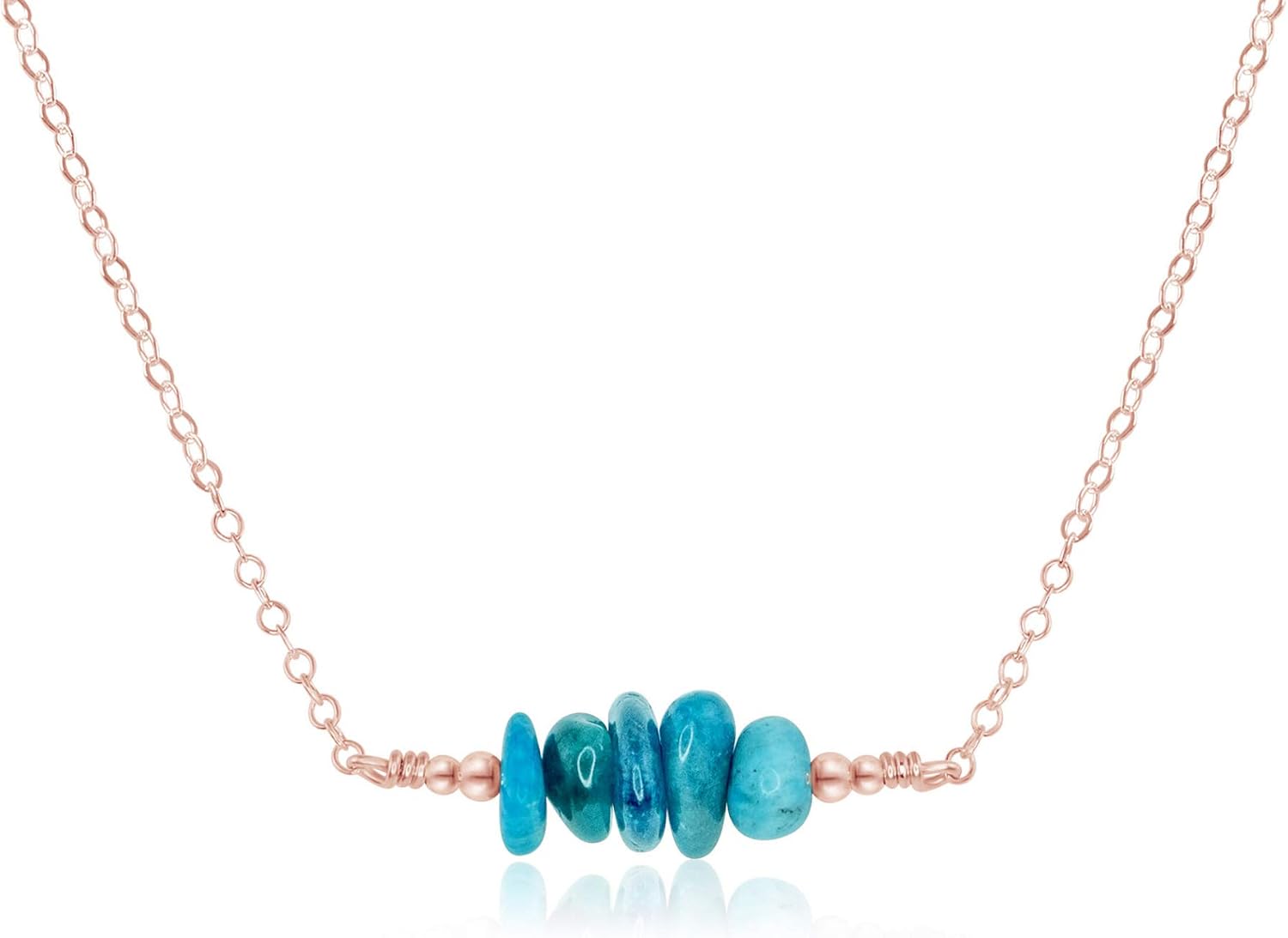 Luna Tide Apatite Chip Bead Bar Necklace in 14k Rose Gold Fill