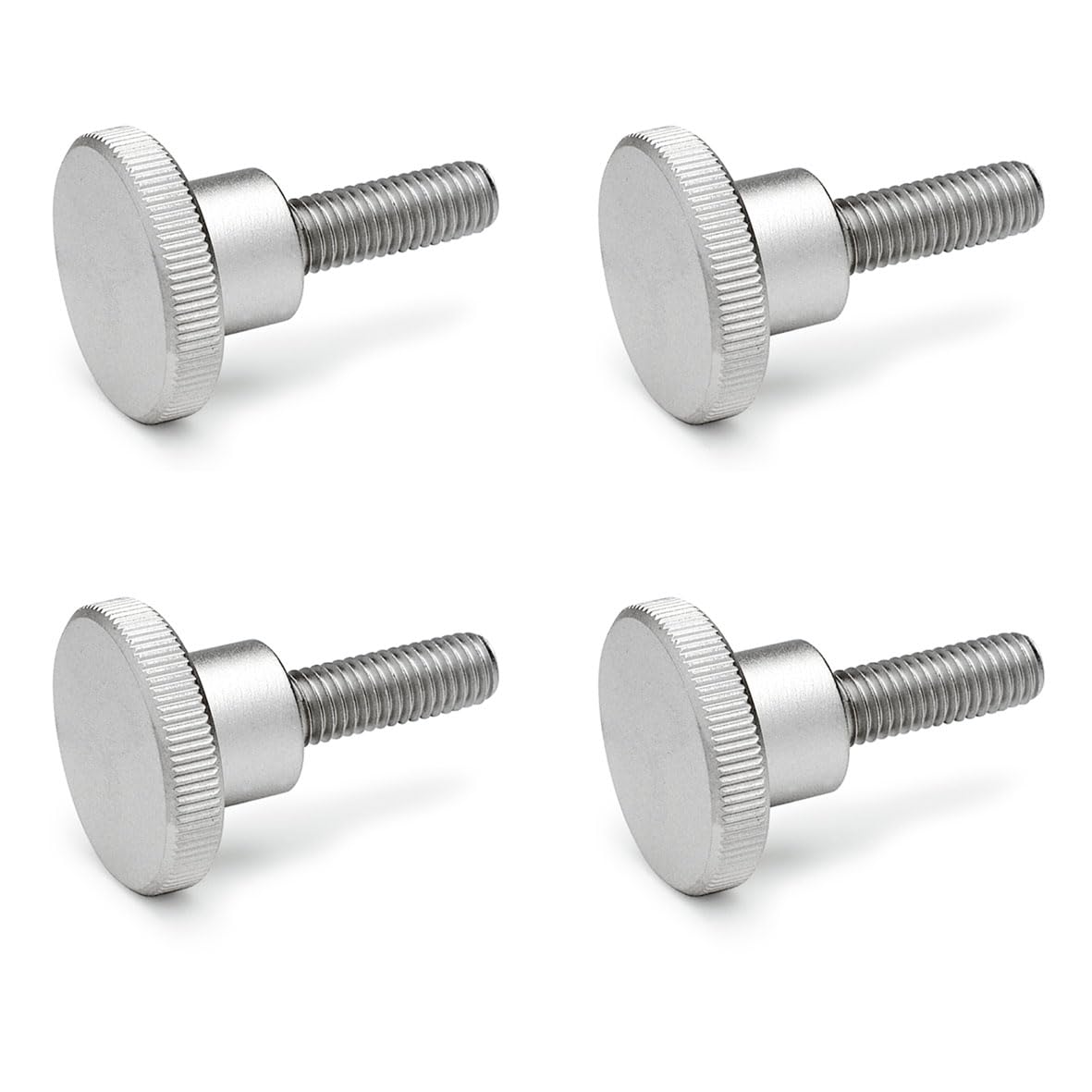 Ganter Normelemente High knurled screws, DIN 464-M4-12-NI, thread M4, thread length: 12 mm, stainless steel NI, pack of 4