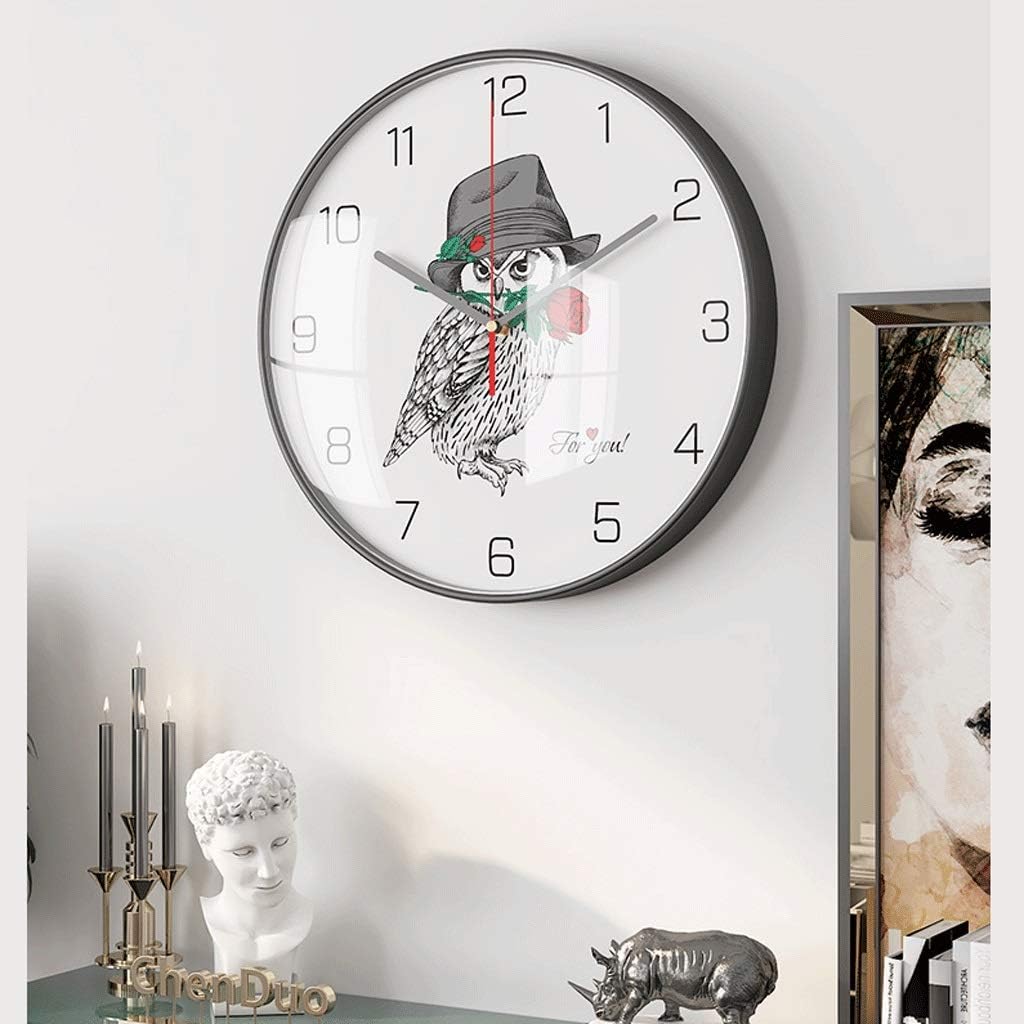 Cute, Silent, no Scale, 12-inch Modern Home Painted Quartz Silent nt, Ideal for Decorating Children's Rooms, Living Room, Dining Room, Kitchen Decor Clock