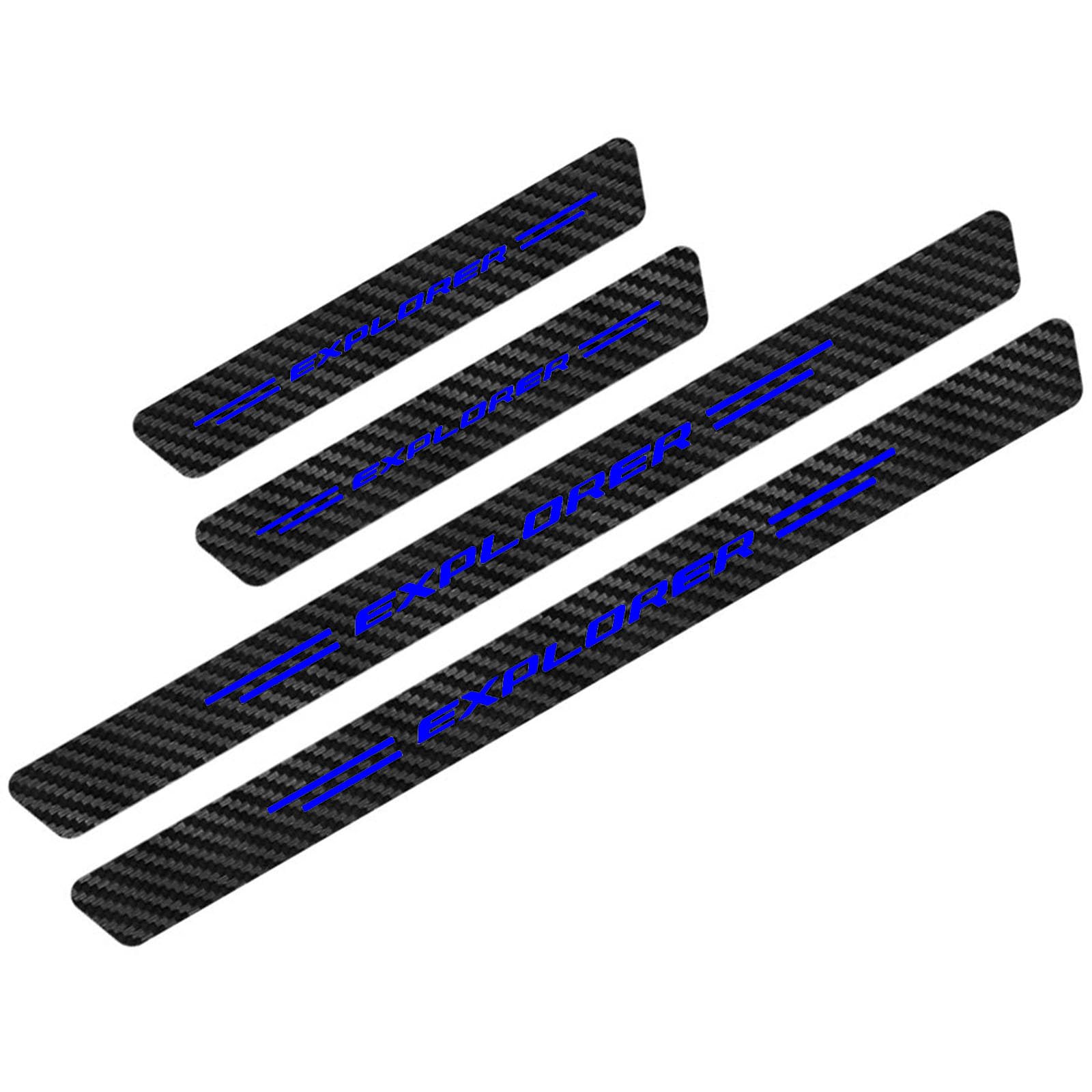 JYMLOV 4pcs Car Door Sill Protector Strips Carbon Fiber Threshold Protective Film Kick Plate Cover Sticker for Fo-rd Car Accessories,EXPLORER Blue