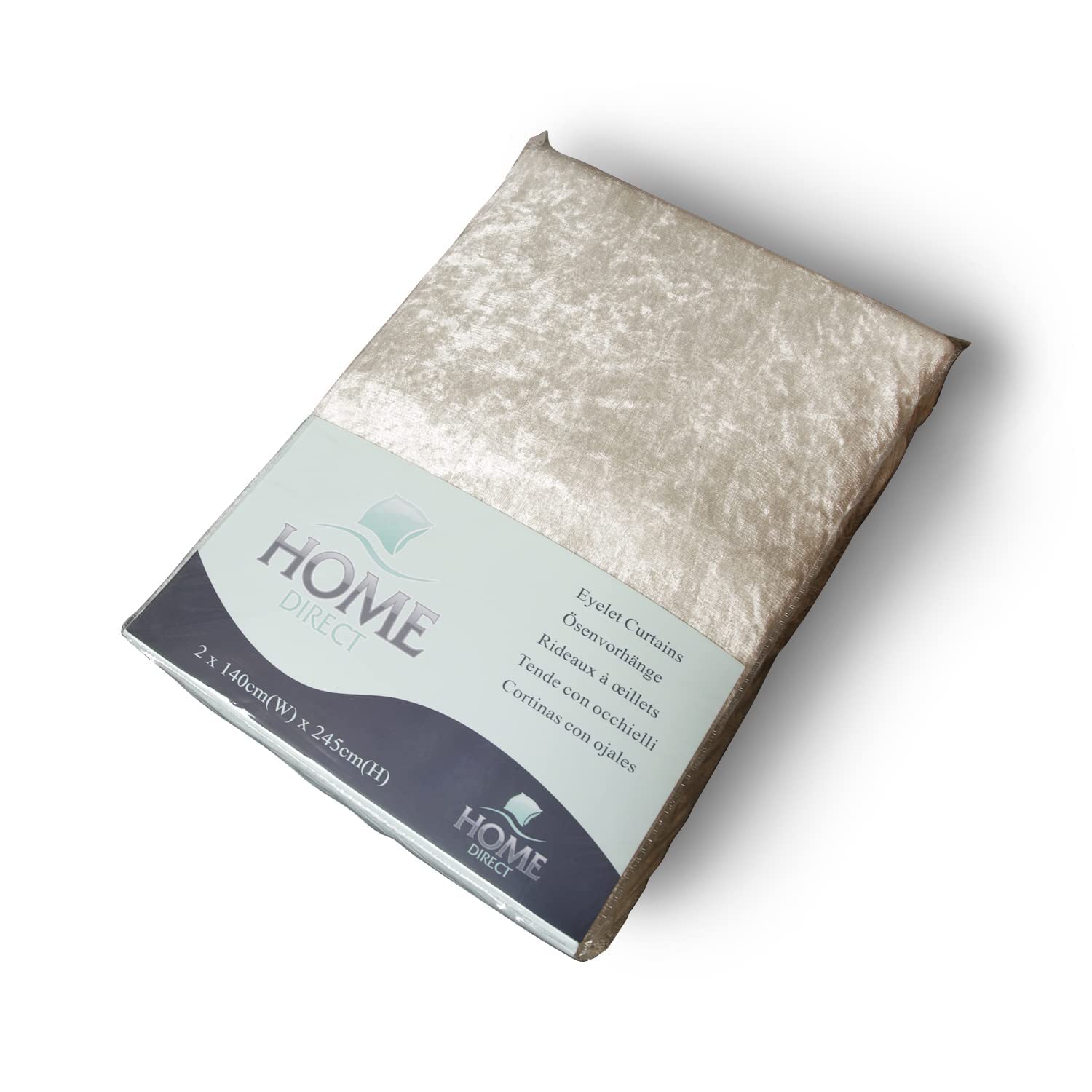 Home Direct Coppia di tende in velluto riccio, con occhielli, tenda, non foderate, 2 pannelli, 140 x 240cm Beige
