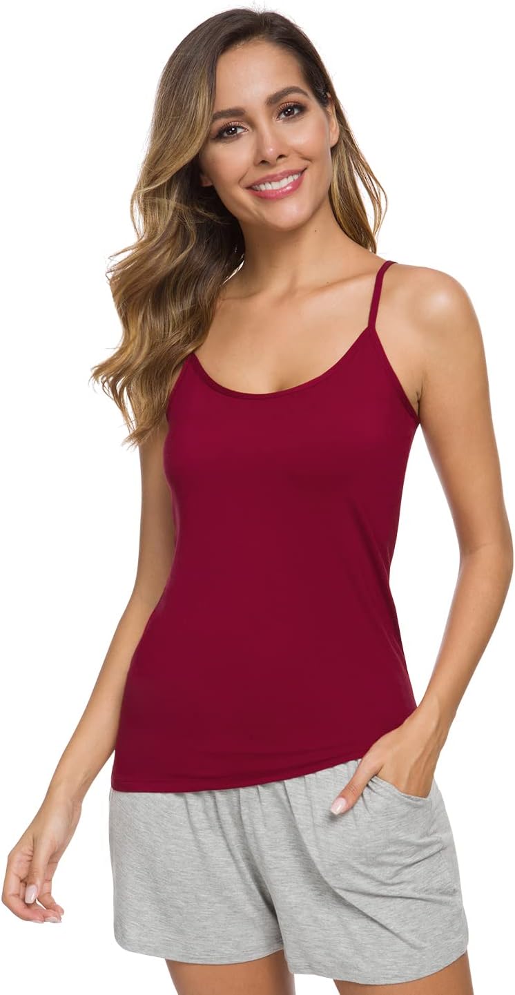 Knuffnee Women Camisoles Spaghetti Strap Tank Top Basic Cami Undershirt 4 Pack - Image 2