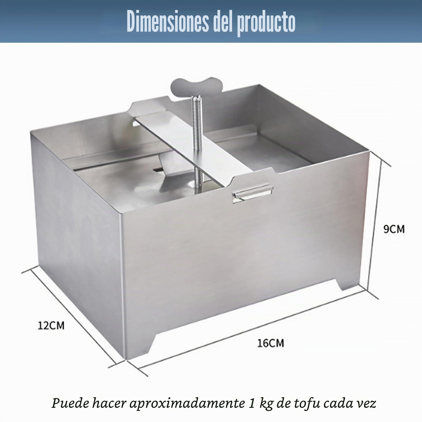 Prensa de tofu de acero inoxidable 304 con prensa de tofu y bandeja de goteo, prensa de queso multifuncional para vegetarianos o amantes del tofu, sin BPA y apta para lavavajillas (16 x 12 x 9