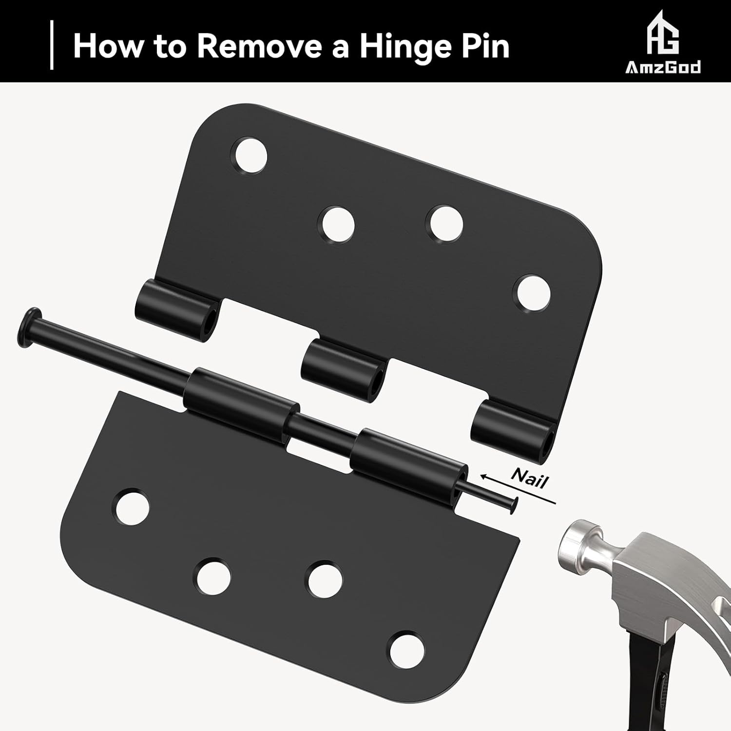 Black Door Hinges 4 Inch - 21 Pack Matte Black Door Hinges 4 Inch Rounded Interior Door Hinges with 5/8" Radius - 4" X 4" Black Hinges for Exterior Doors - Front Door Hinges Residential