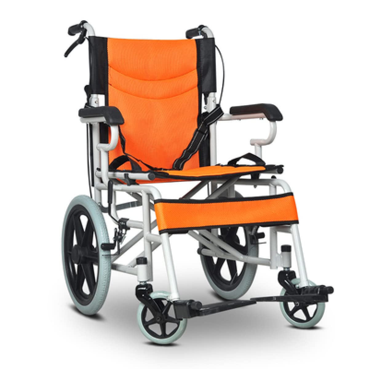 SXSLTSA Folding Travel Household Mobile Portable Wheelchair Attendant-Propelled Travel Chair with Foldable Backrest and Footrests for Elderly and Handicapped (Orange)