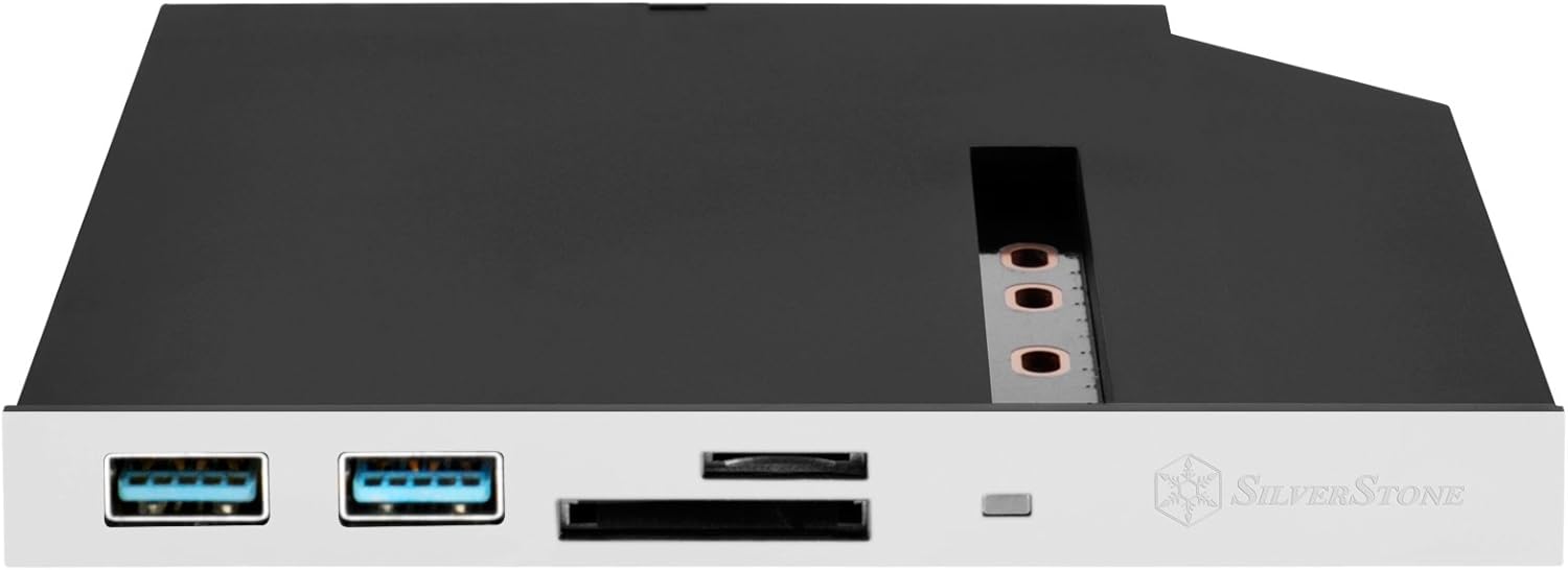 SilverStone Technology FPS01 12.7mm Slim ODD Device Bay to M.2 SATA SSD with Dual USB 3.0 Type-A and SD/Micro-SD Reader