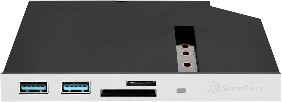 SilverStone Technology FPS01 12.7mm Slim ODD Device Bay to M. 2 SATA SSD مع USB مزدوج 3.0 Type-A و SD / Micro-SD Reader