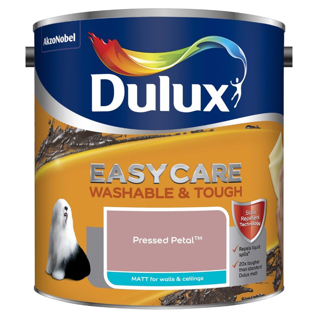 Pressed Petal Easycare Washable Tough Matt Emulsion Paint 2.5L | Interior Wall and Ceiling Paint | Durable Stain Resistant Matt Finish | Washable Paint for Living Room Bedroom Hallway and Dining Room
