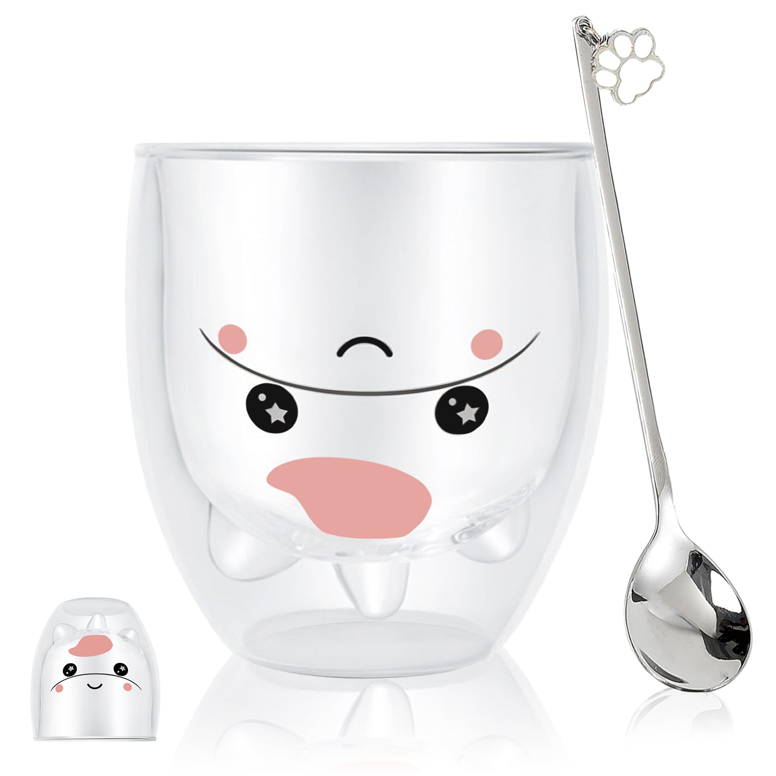 Unicorn Mug Cute Mugs Glass Double Wall Insulated Glass Espresso Cup, Coffee Cup, Tea Cup, Milk Cup, Kawaii Gifts, for women girls friends, Christmas Birthday (Unicorn)