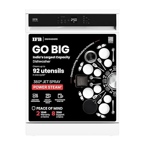 IFB 14 Place Settings 70 degree Hot wash Dishwasher (Neptune FX14, White, 360 Degree Spray Arm, Washes from Kadhai to Crockery, 2024)