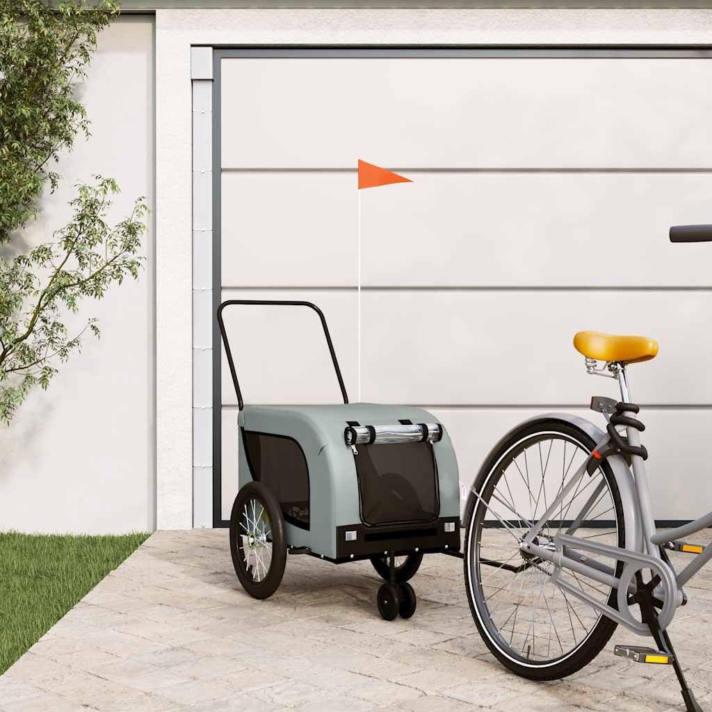 Rimorchio per bicicletta per cani, arancione e nero, tessuto Oxford e ferro