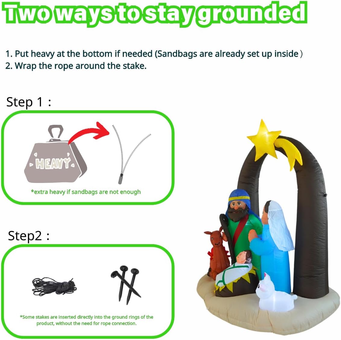 PTS 6FT Inflatable Faith Arch Outdoor Decoration, Christmas Blow Up Yard Decorations, Built-in LED Lights Inflatables Xmas Holiday Funny Decor for Indoor Lawn Garden - Image 4