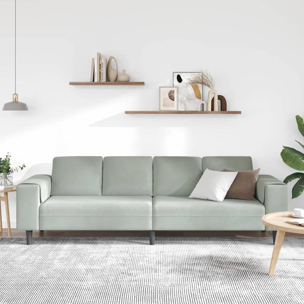 mtlskopal Sofá moderno gris claro, 250 x 77 x 76 cm, poliéster resistente, con funda resistente a la intemperie, cuerpo de madera contrachapada resistente y patas negras, para salón, dormitorio de