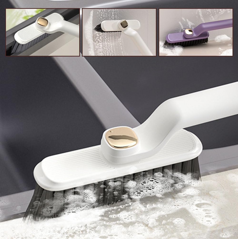 Cepillo de limpieza de grietas giratorio de 360°, herramienta de mano de cerdas duras para lechada de baño y cocina, sin esquinas muertas, perfecto para espacios reducidos (2 unidades, blanco)